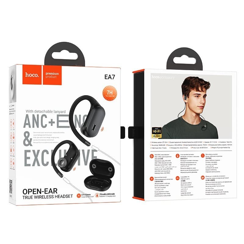 Hoco (EA7) » Casti Wireless, InEar, BT5.3, ANC+ENC, 70/400mAh, ~7h utilizare, Black 1