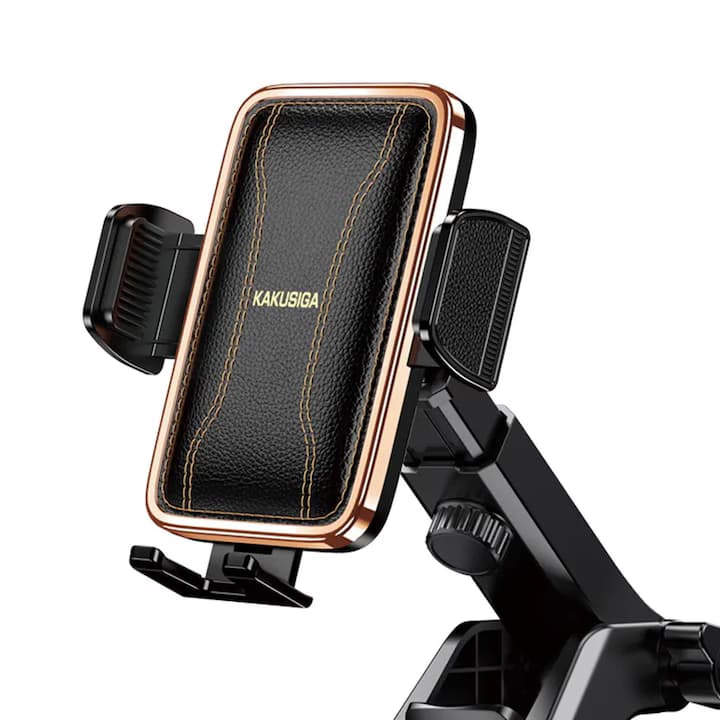 Kaku (KSC-1564) - Suport Auto, cleme laterale, montaj Bord, Push, PullCliPhone, Leather Surface, Black 1