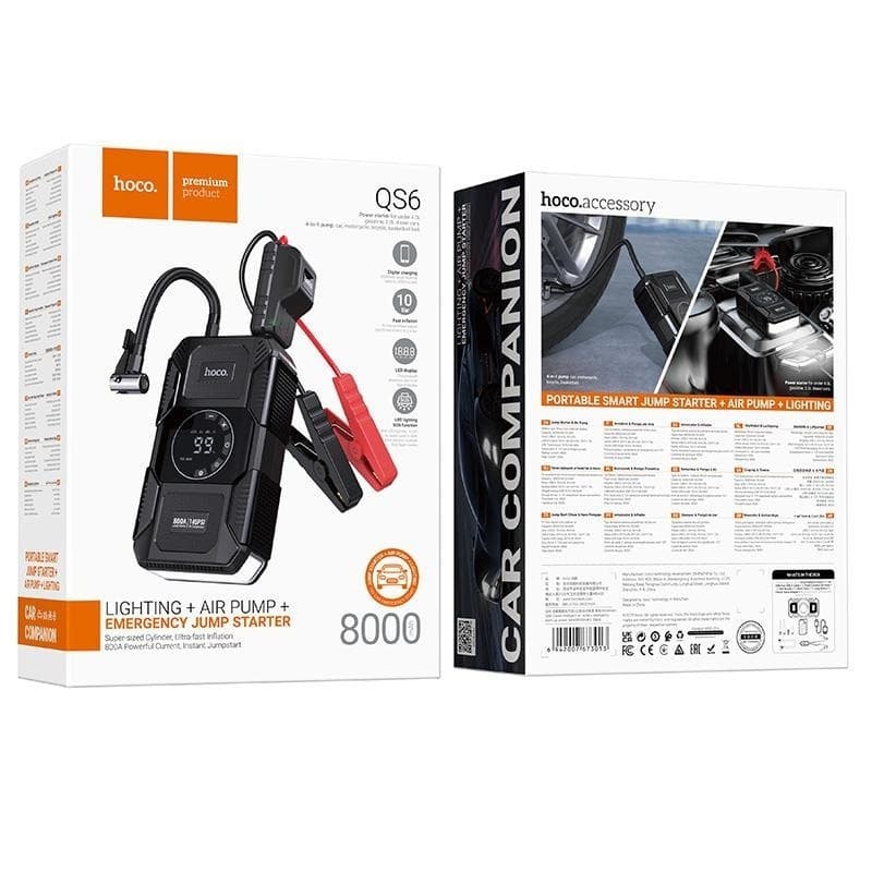 Hoco (QS6) » Baterie Externa Jump Starter + Compresor Auto, 8.000mAh, Black 1