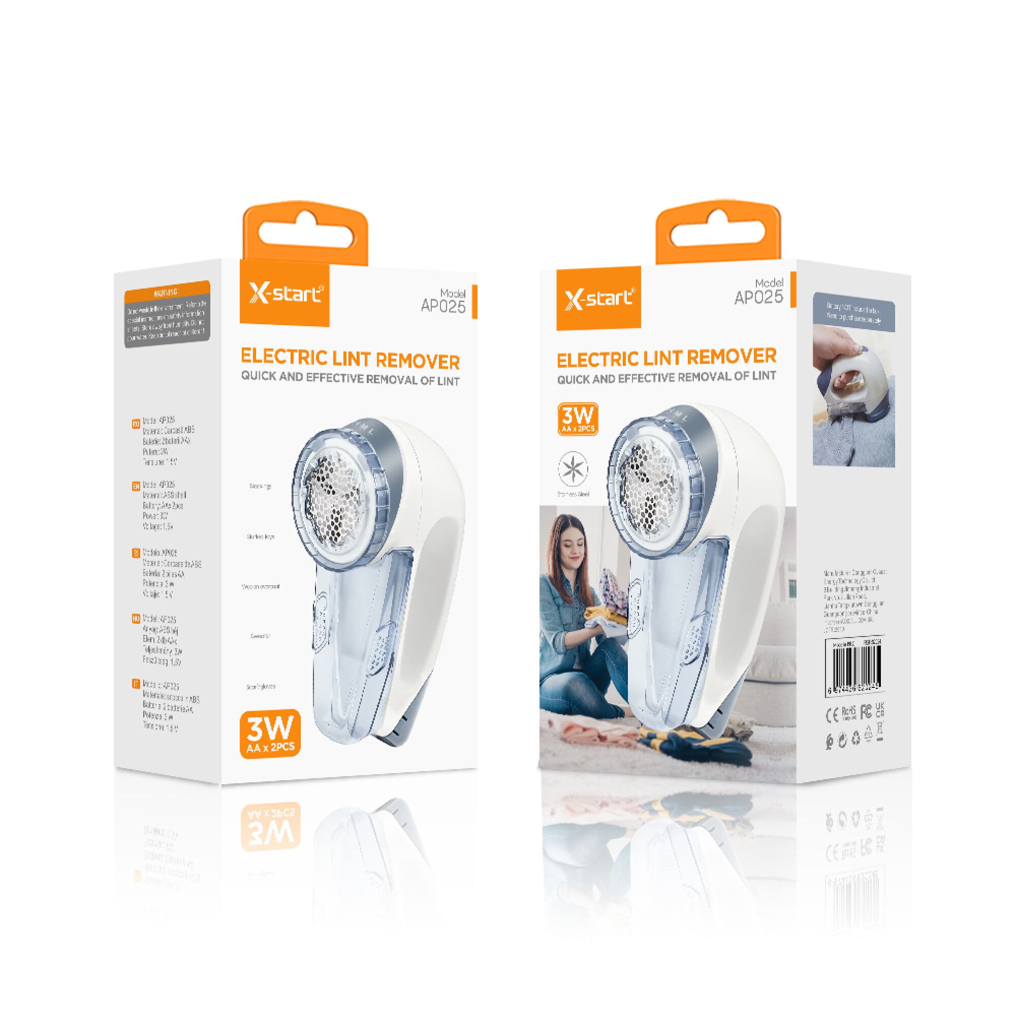 X-Start (AP025) - Aparat de curatat scame, 6 lame, White/Blue