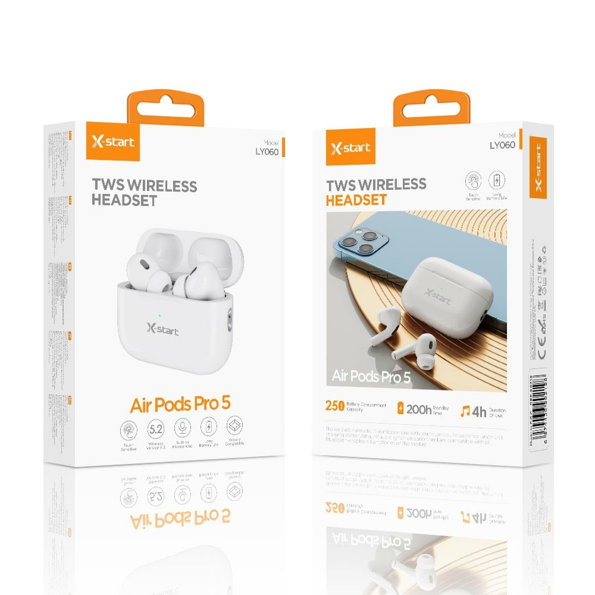 X-Start (LY-060) - Casti Wireless, In-Ear, 200h StandBy, 250mAh, NC, PopUp, White 1