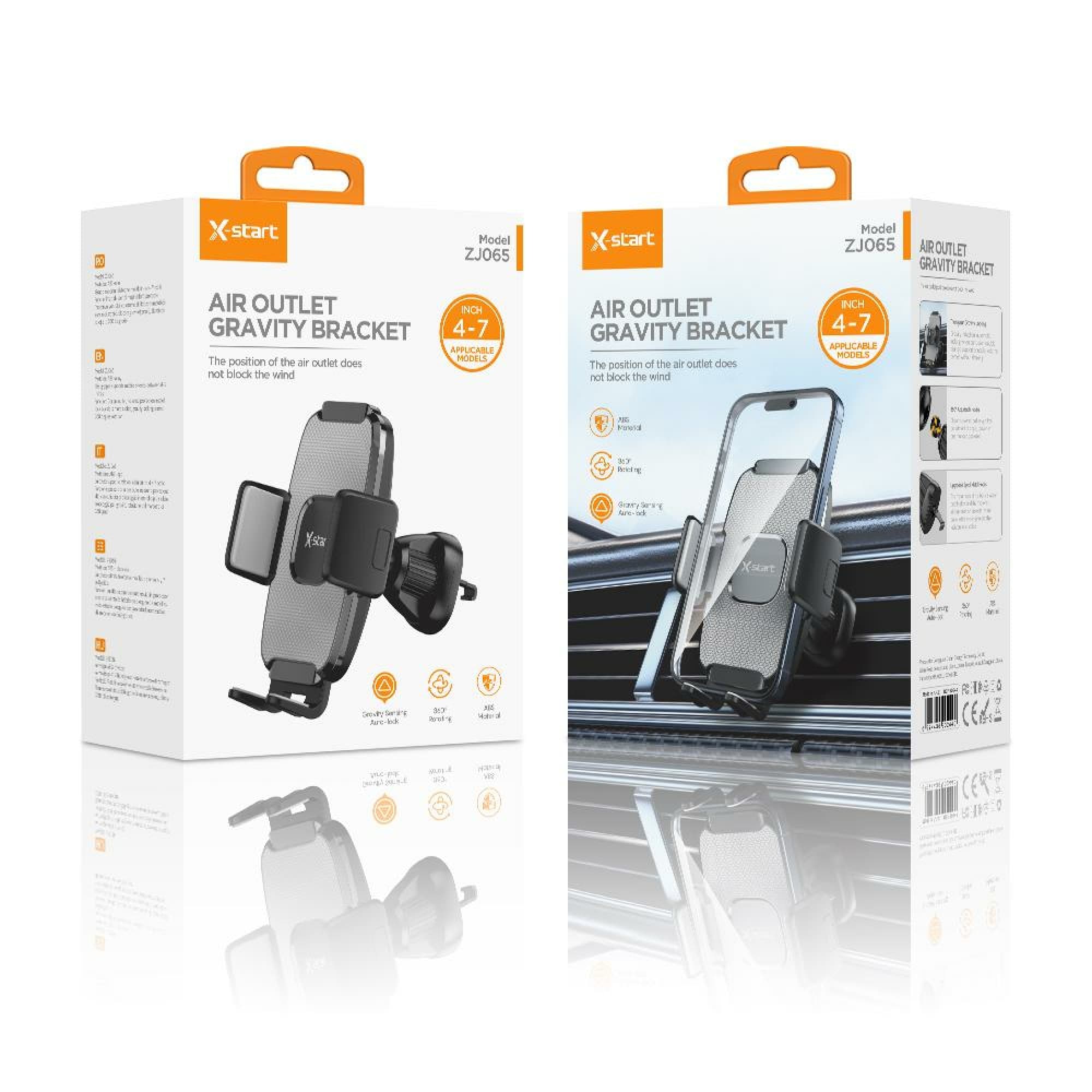X-Start (ZJ065) - Suport Auto, montaj Ventilatie, 360°, Cleme, Metall Lock, Black 1
