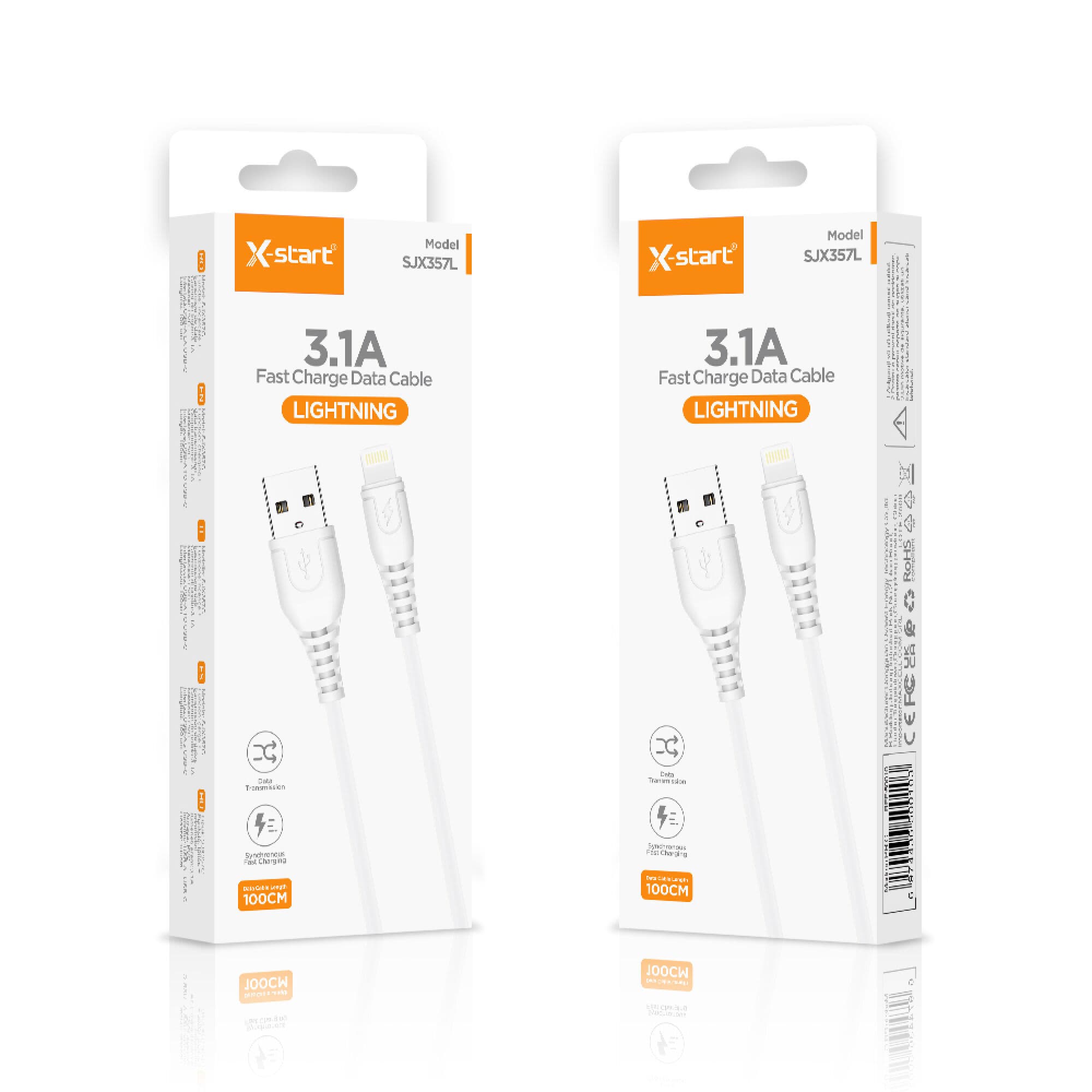 X-Start (SJX357L) - Cablu Date si Incarcare，USB-A la Lightning, 3.1A, 1m， White 1