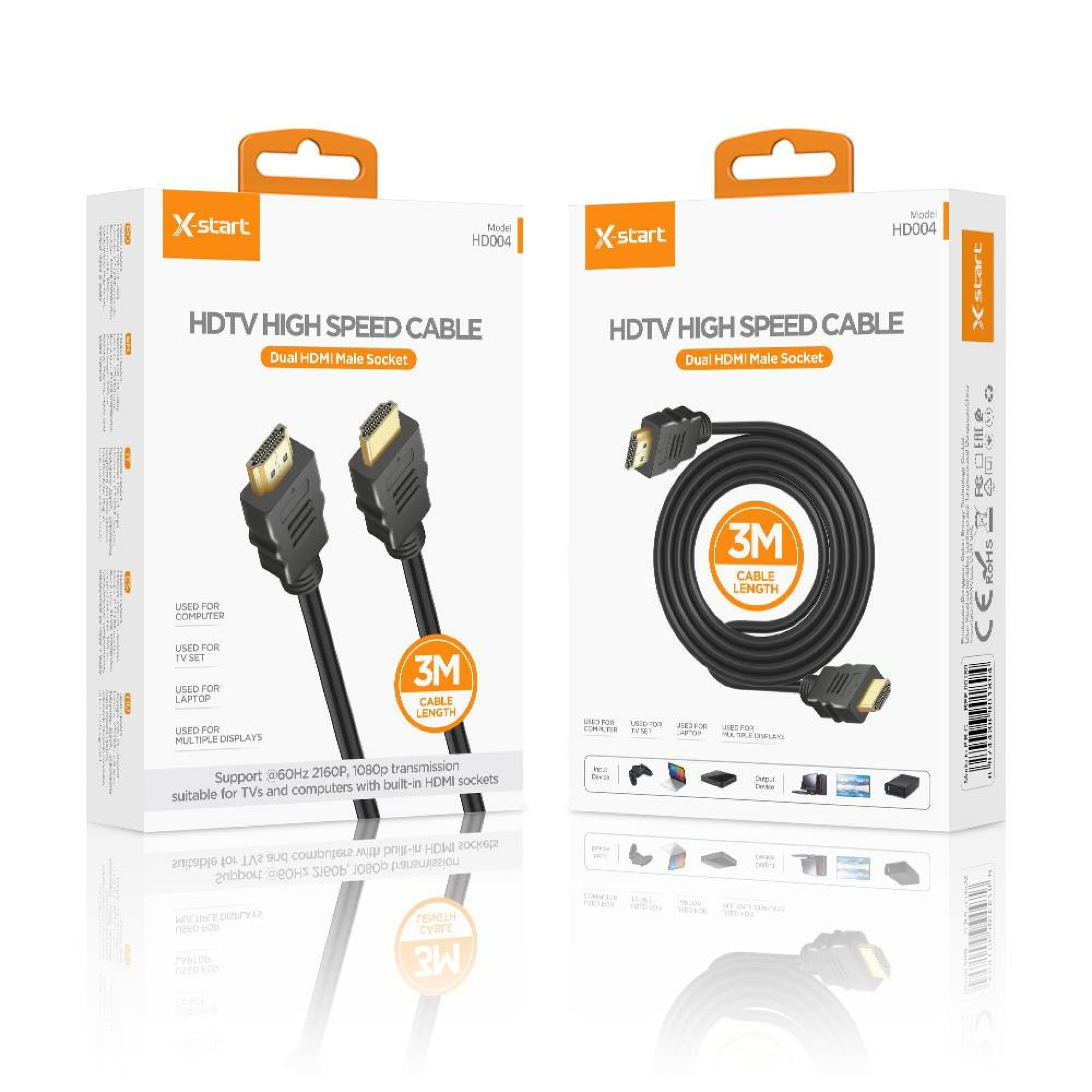 X-Start (HD004) - Cablu Audio si Video, HDMI la HDMI, 1080P, Metall, 3m, Black 1