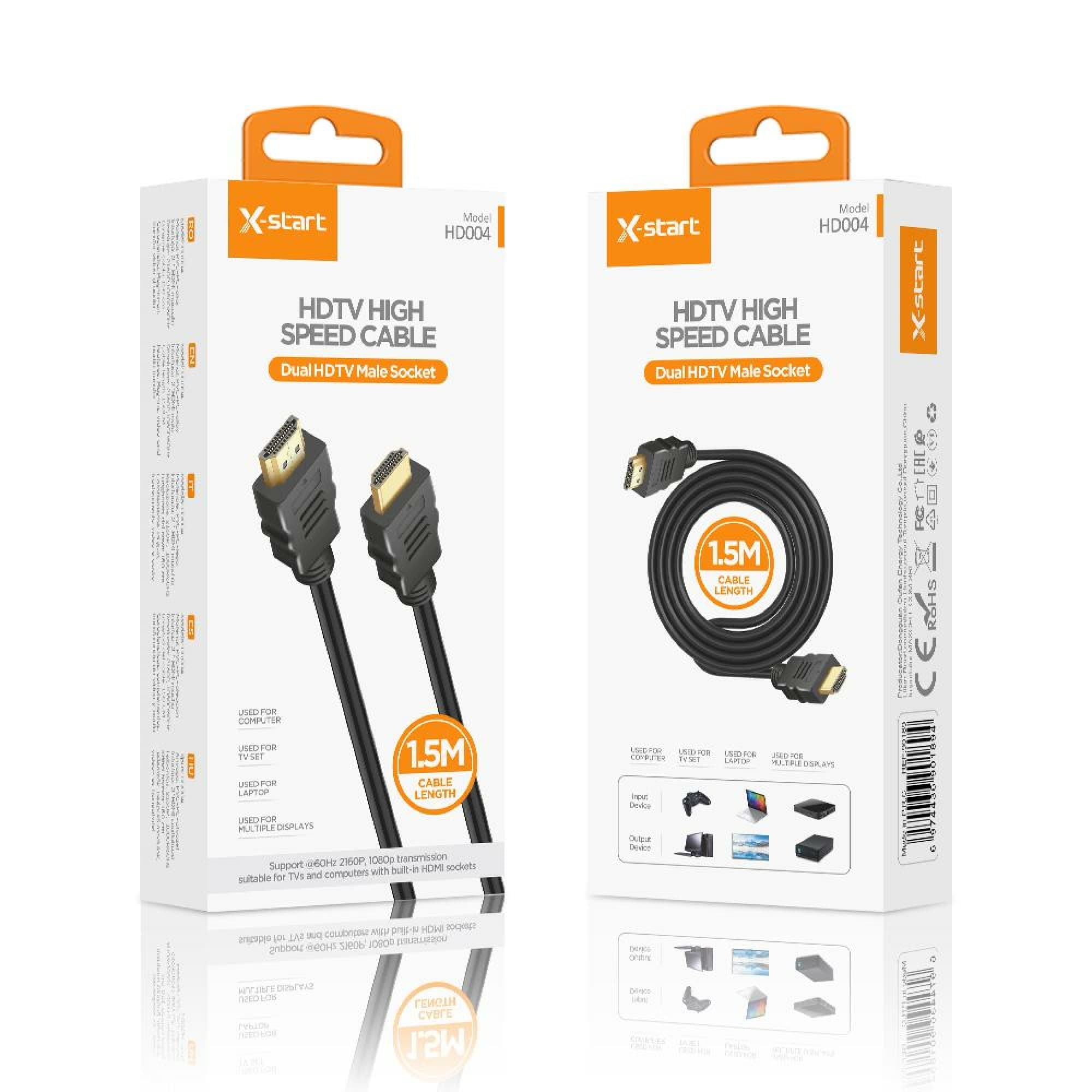 X-Start (HD004) - Cablu Audio si Video, HDMI la HDMI, 1080P, Metall, 1.5m, Black 1
