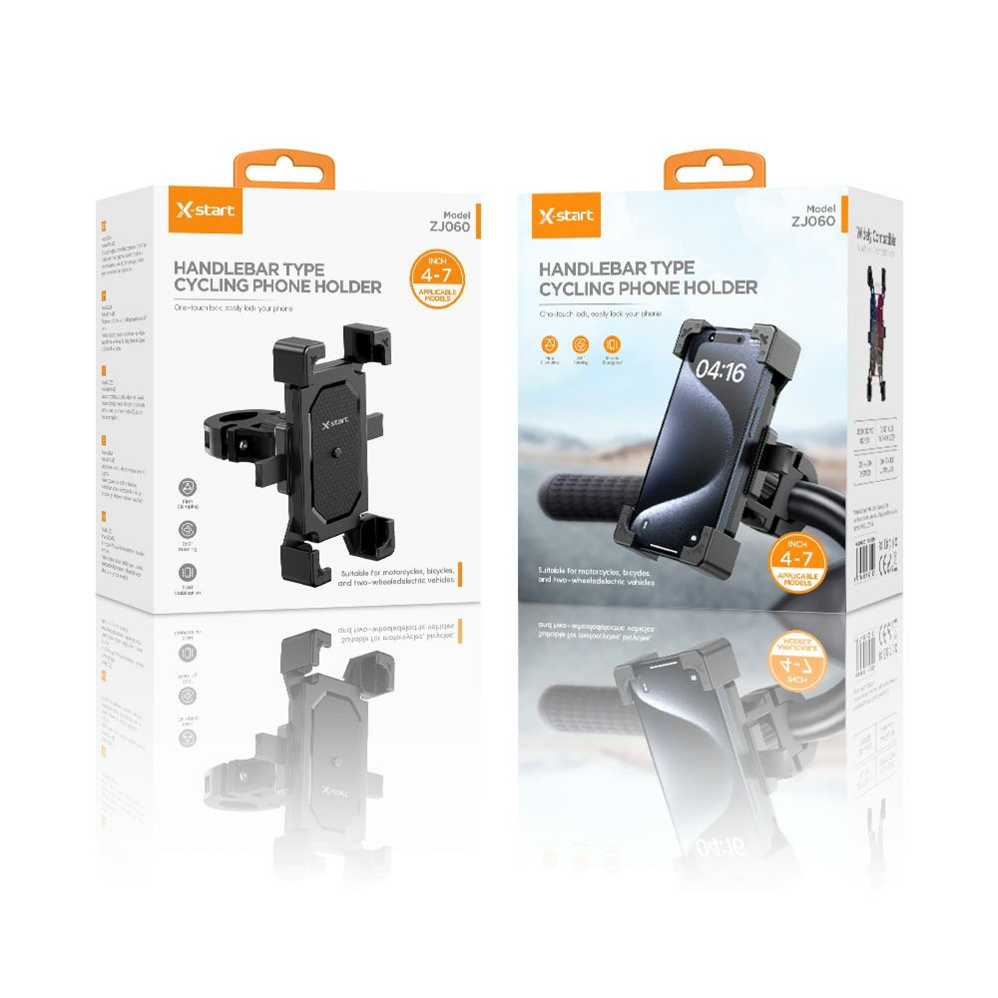 X-Start (ZJ060) - Suport Moto/Bike, cu cleme laterale, 360°, Lock Button, Black 1