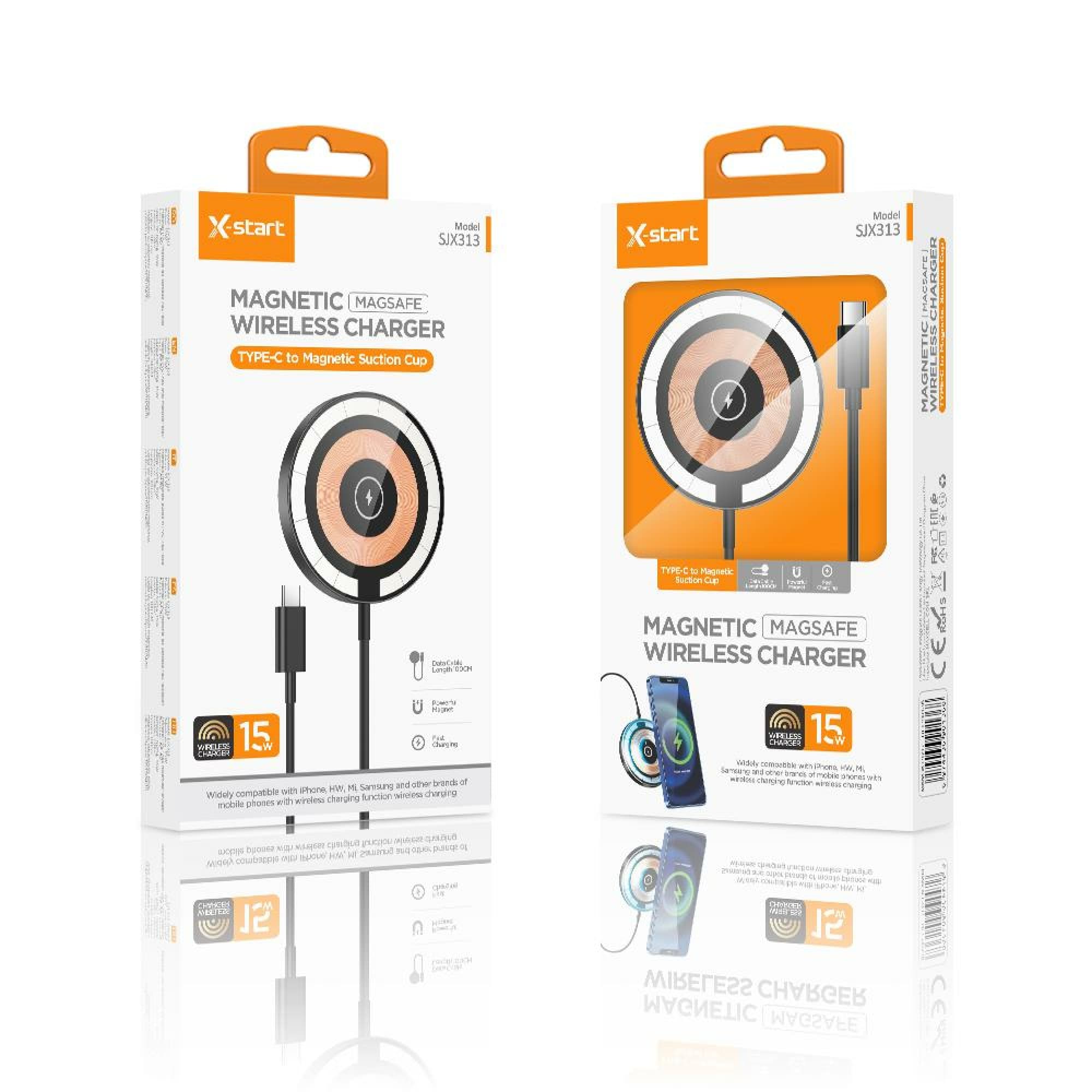 X-Start (SJX313) - Incarcaroare Wireless, Stand, Magnetic, 15W, USB-C, Black 1