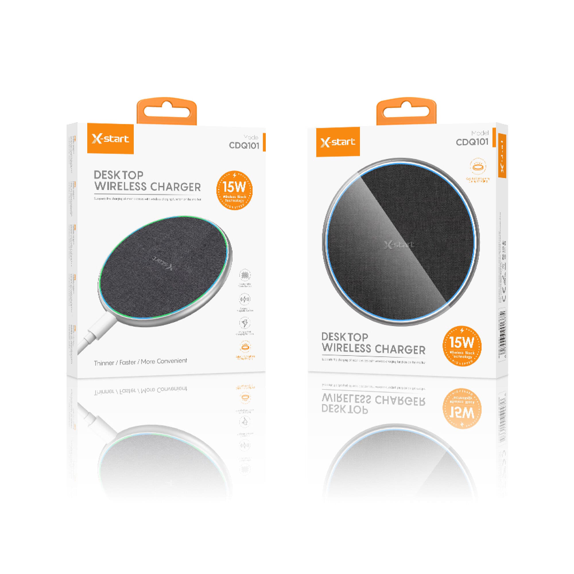 X-Start (CDQ101) - Incarcatoare Wireless, 15W, USB-A, Braided, Grey 1