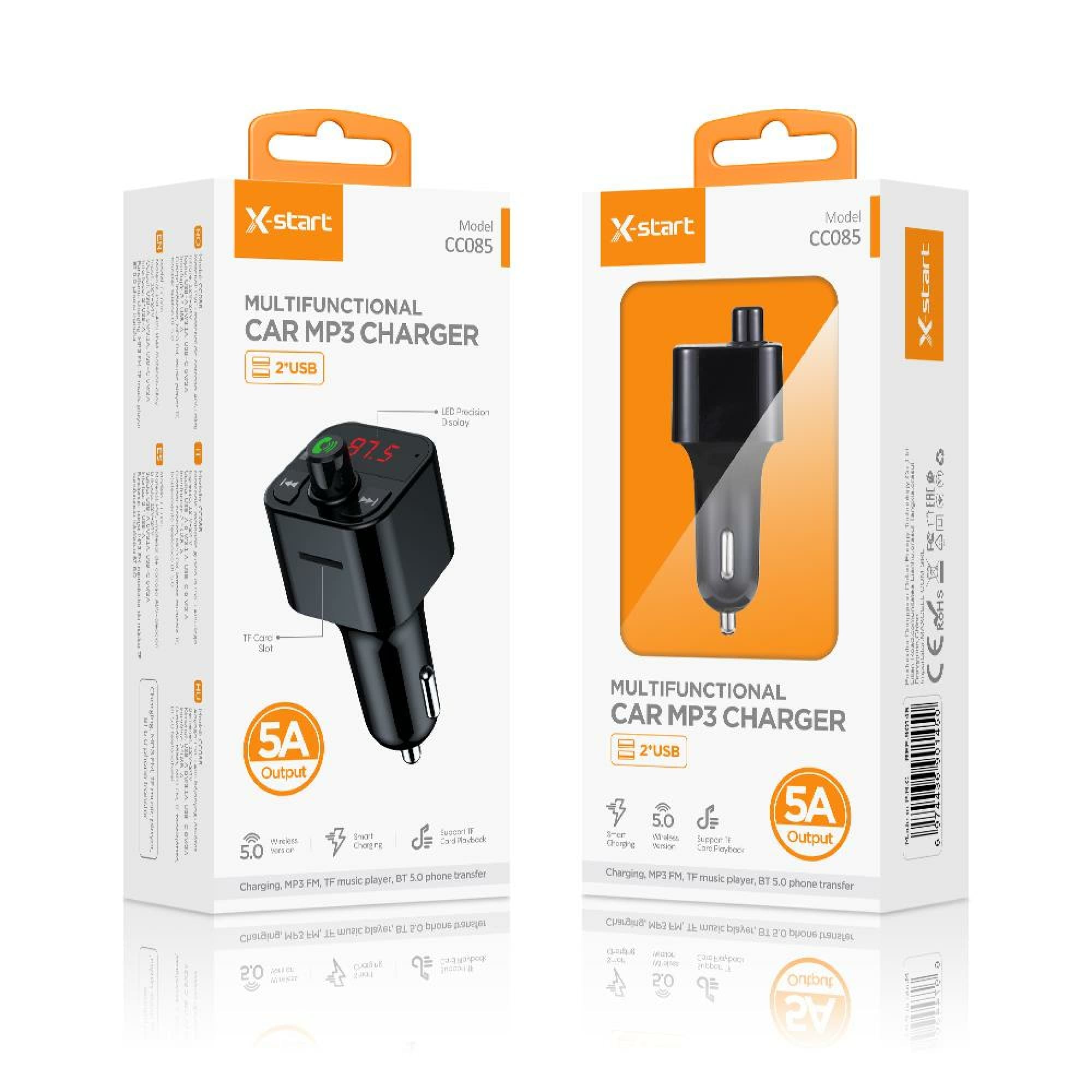 X-Start (CC085) - Modulator FM, 18W, 1xUSB-C, 1xUSB-A,5A, Black 1