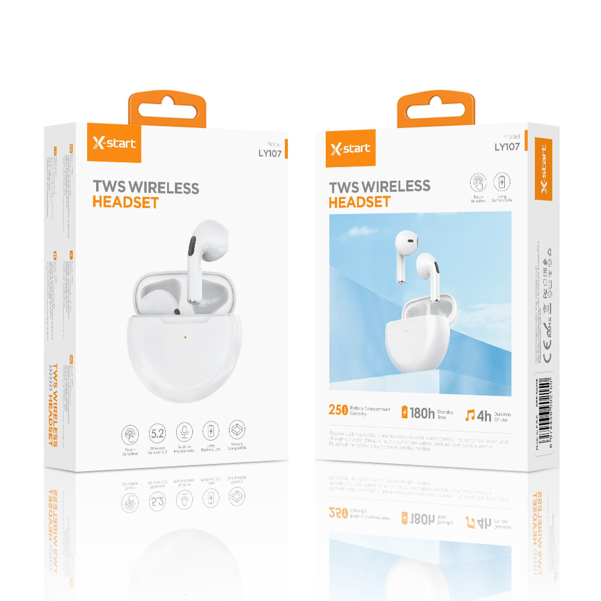 X-Start (LY-107) - Casti Wireless, In-Ear, 180h StandBy, 250mAh, White 1