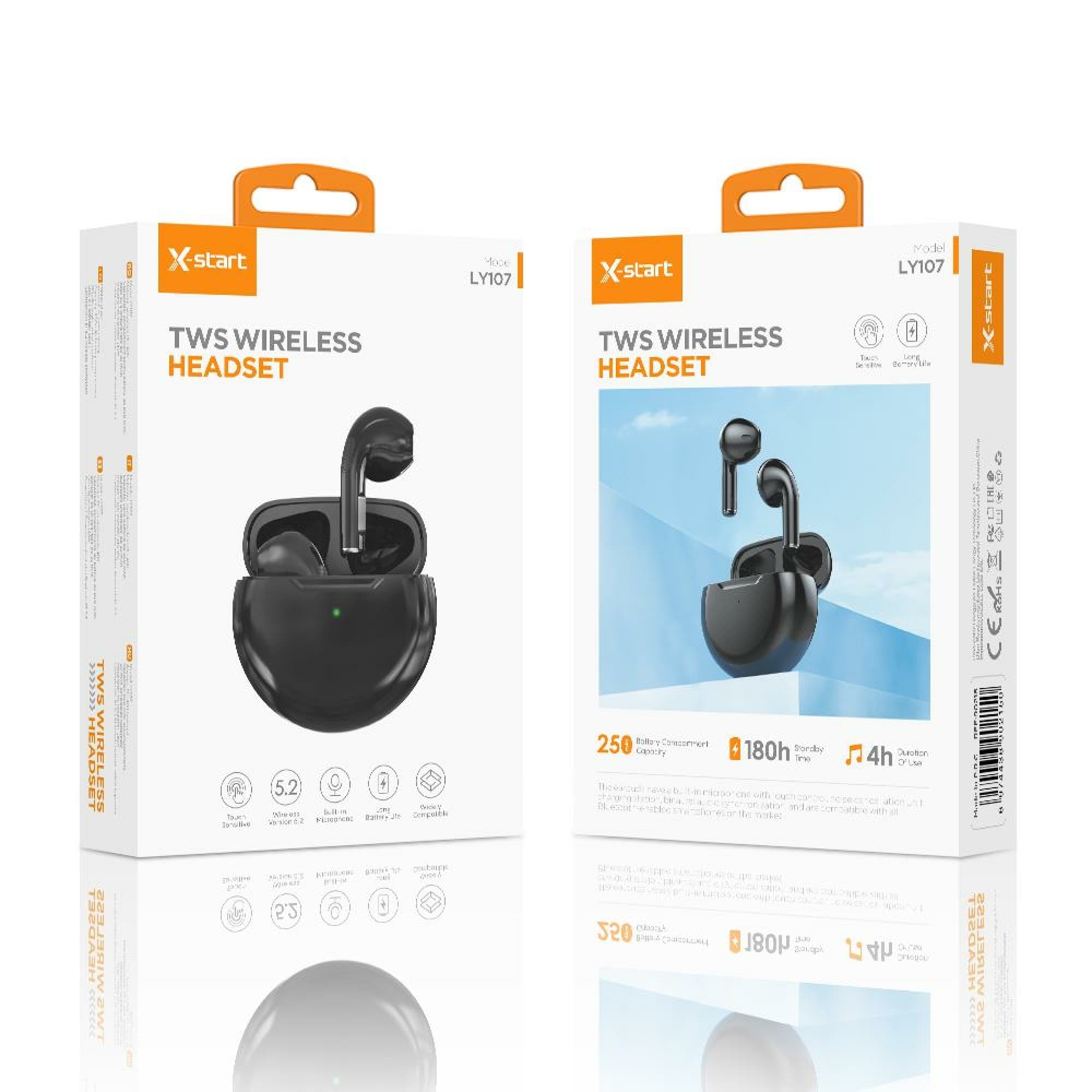 X-Start (LY-107) - Casti Wireless, In-Ear, 180h StandBy, 250mAh, Black 1