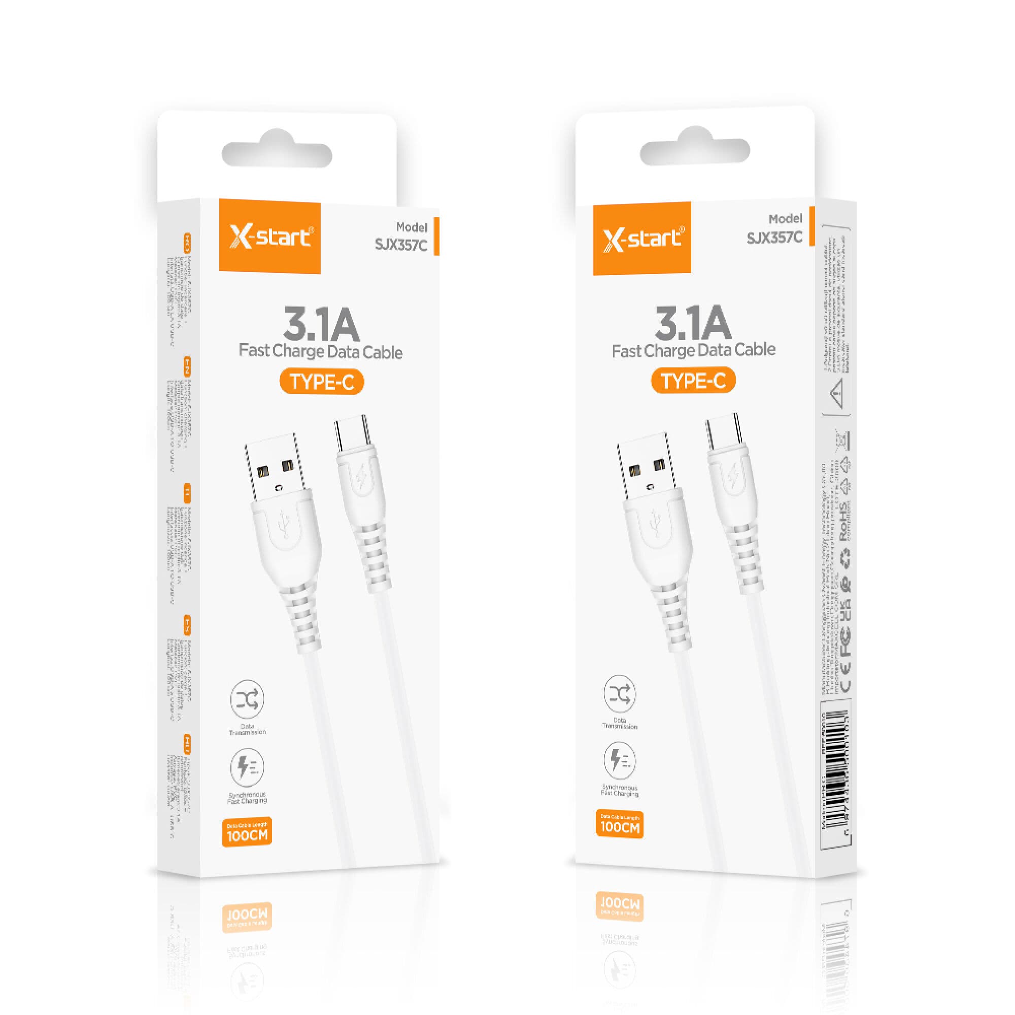 X-Start (SJX357C) - Cablu Date si Incarcare， USB-A la USB-C, 3.1A, 1m， White 1