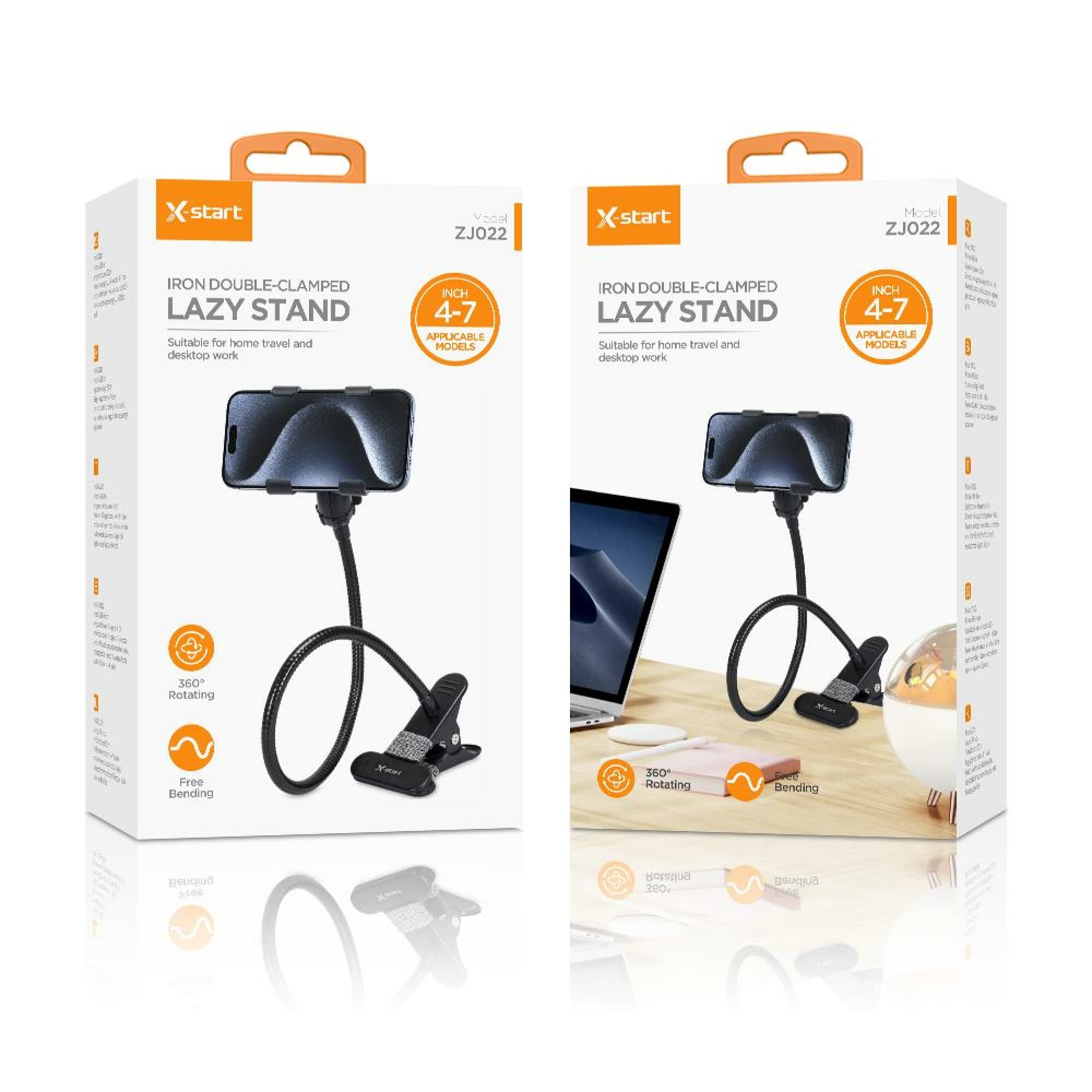 X-Start (ZJ022) - Suport Auto, montaj Bord/Parbriz, 360°, Brat Flexibil 50cm, Black 1