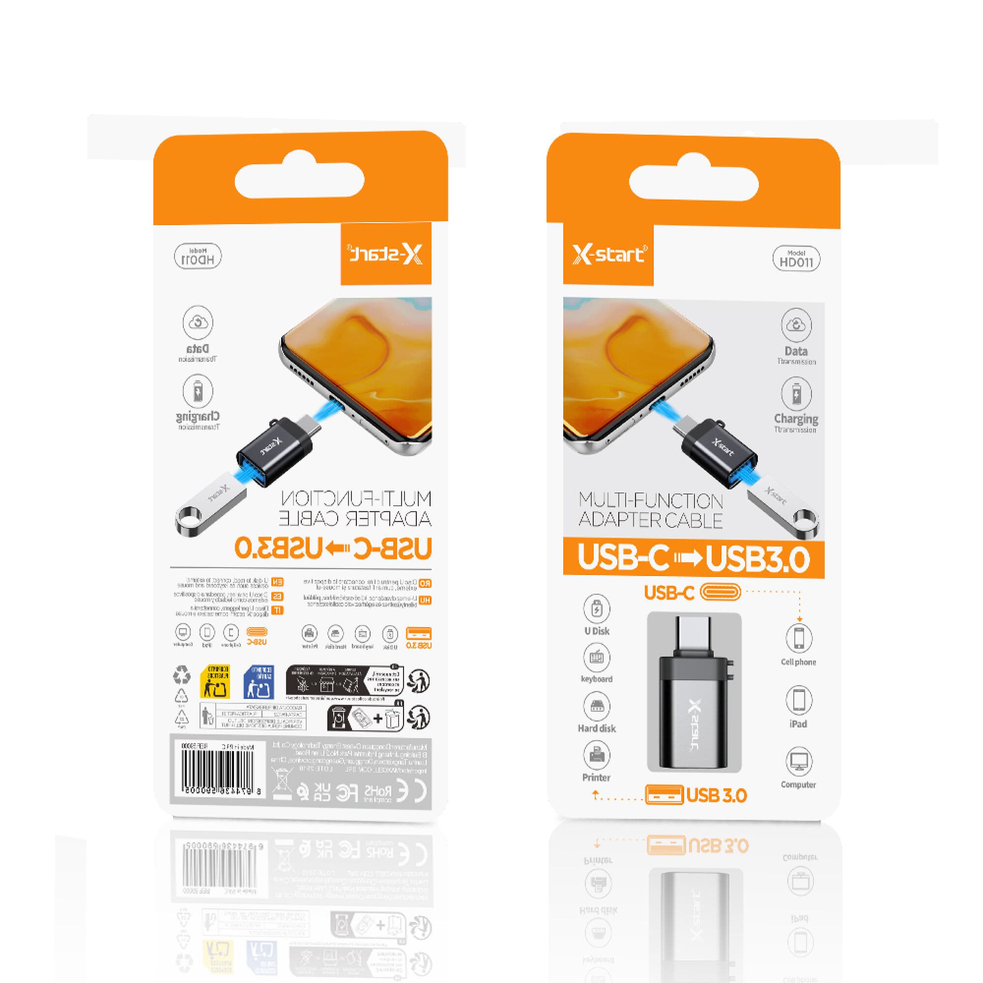 X-Start (HD011) - Adaptor OTG Transfer, USB-C la USB-A, Black 1