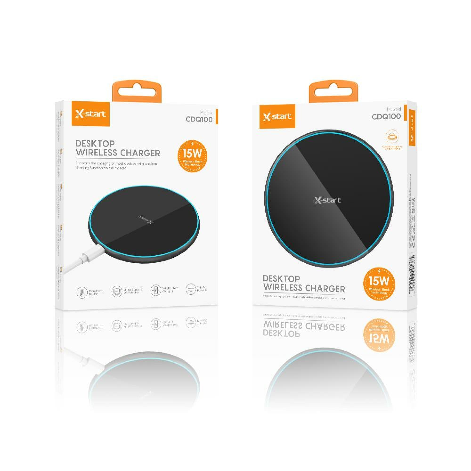 X-Start (CDQ100) - Incarcatoare Wireless, 15W, USB-A, Black 1