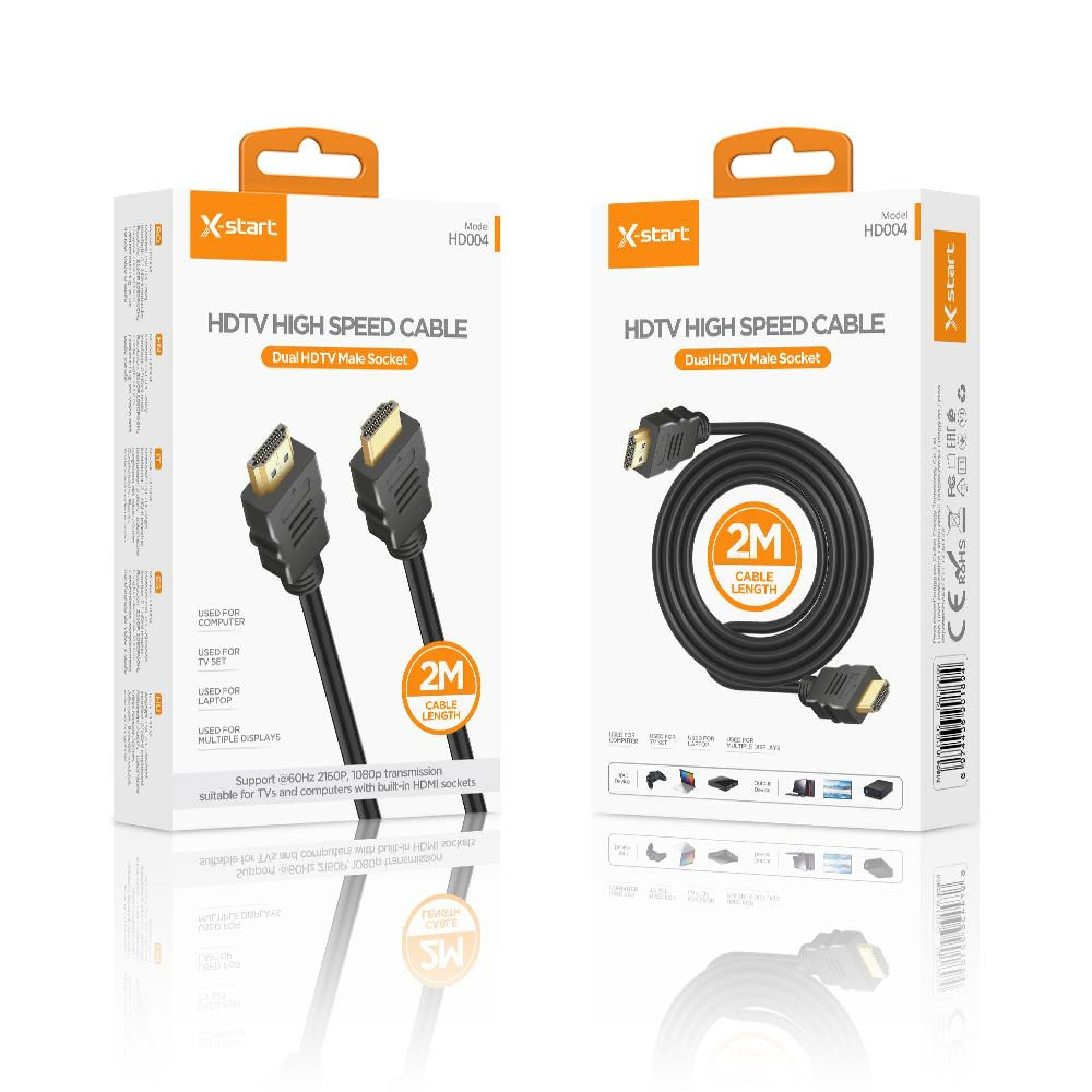 X-Start (HD004) - Cablu Audio si Video, HDMI la HDMI, 1080P, Metall, 2m, Black 1