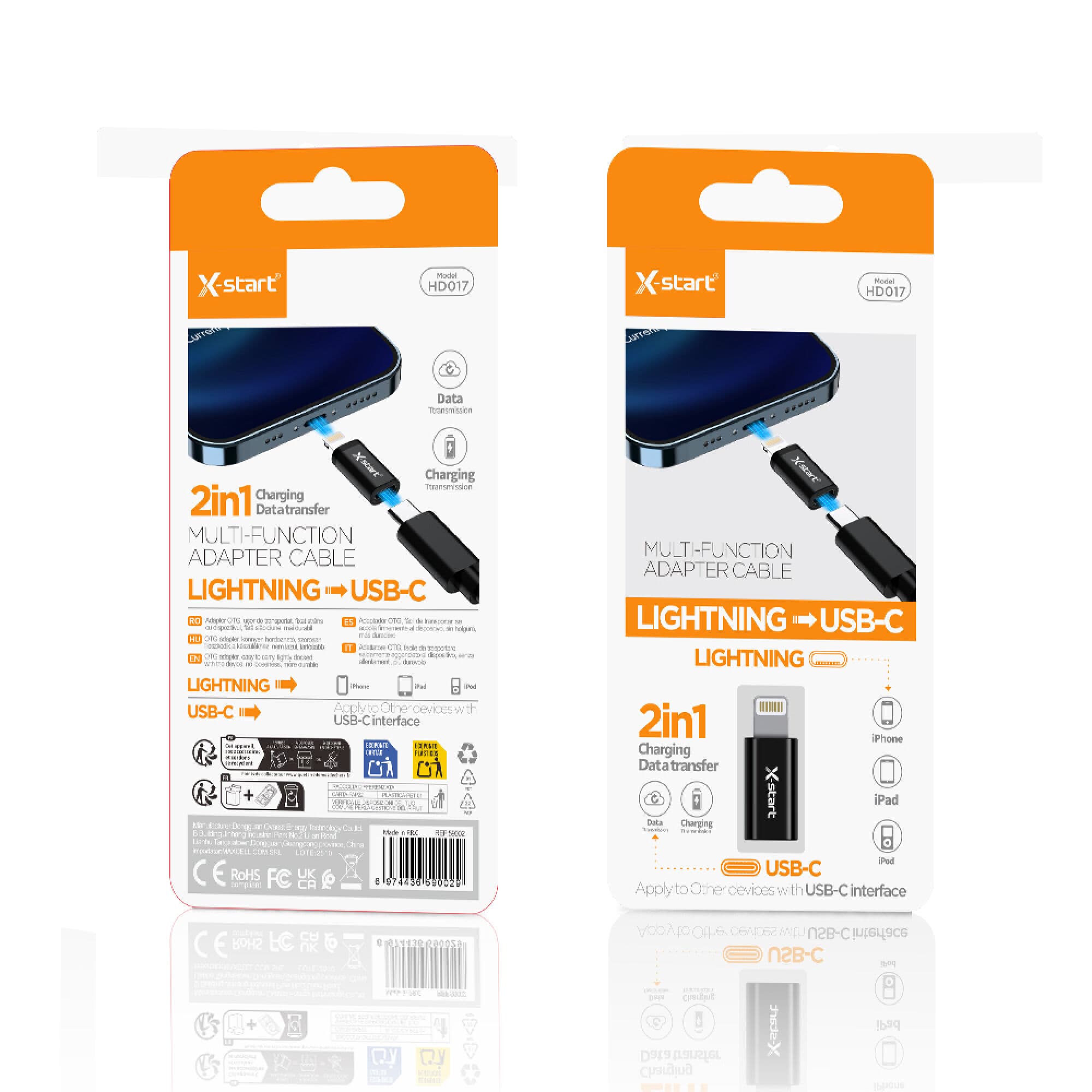 X-Start (HD017) - Adaptor OTG Transfer, Lightning la USB-C, Black 1