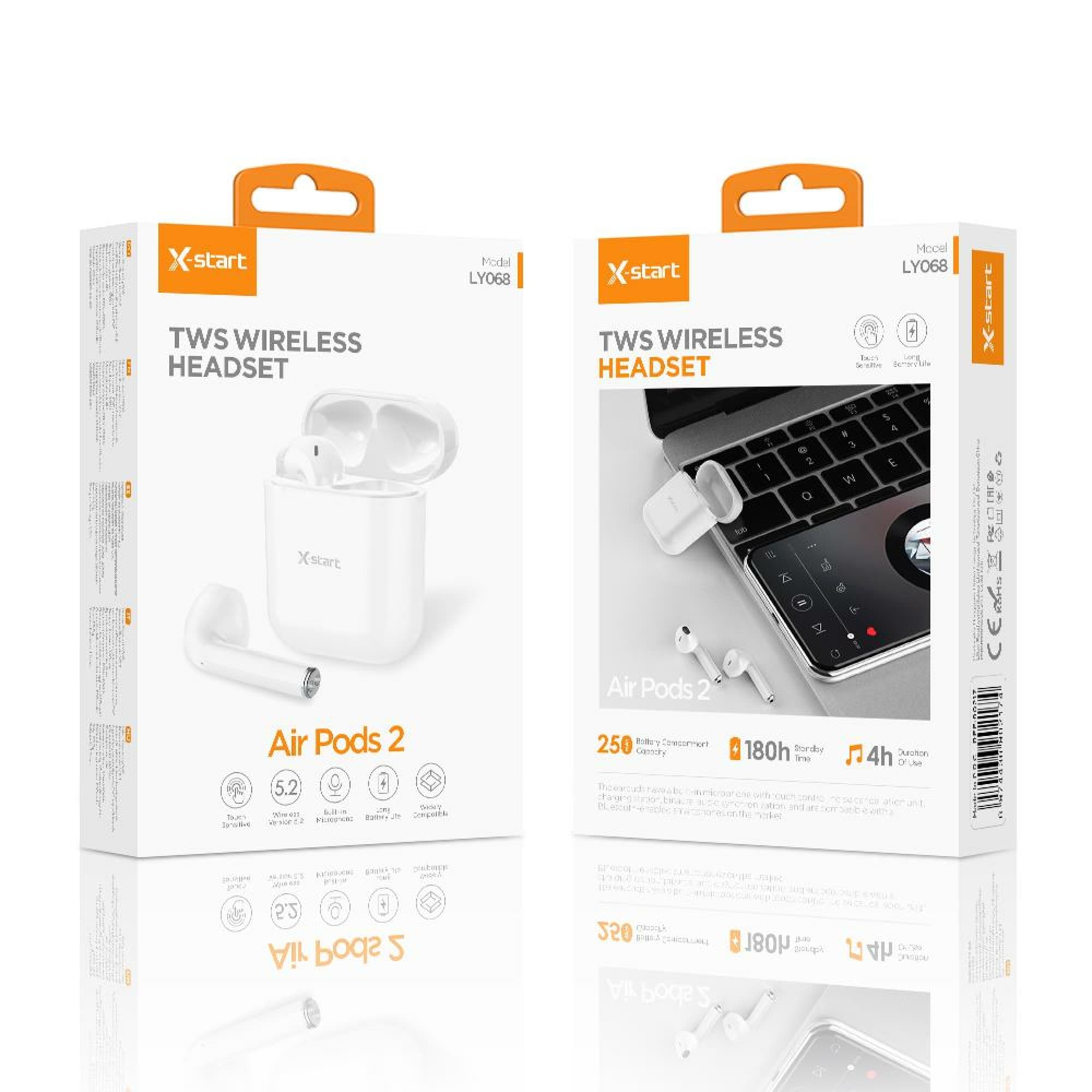 X-Start (LY-068) - Casti Wireless, In-Ear, 180h StandBy, 250mAh, NC, PopUp, White 1