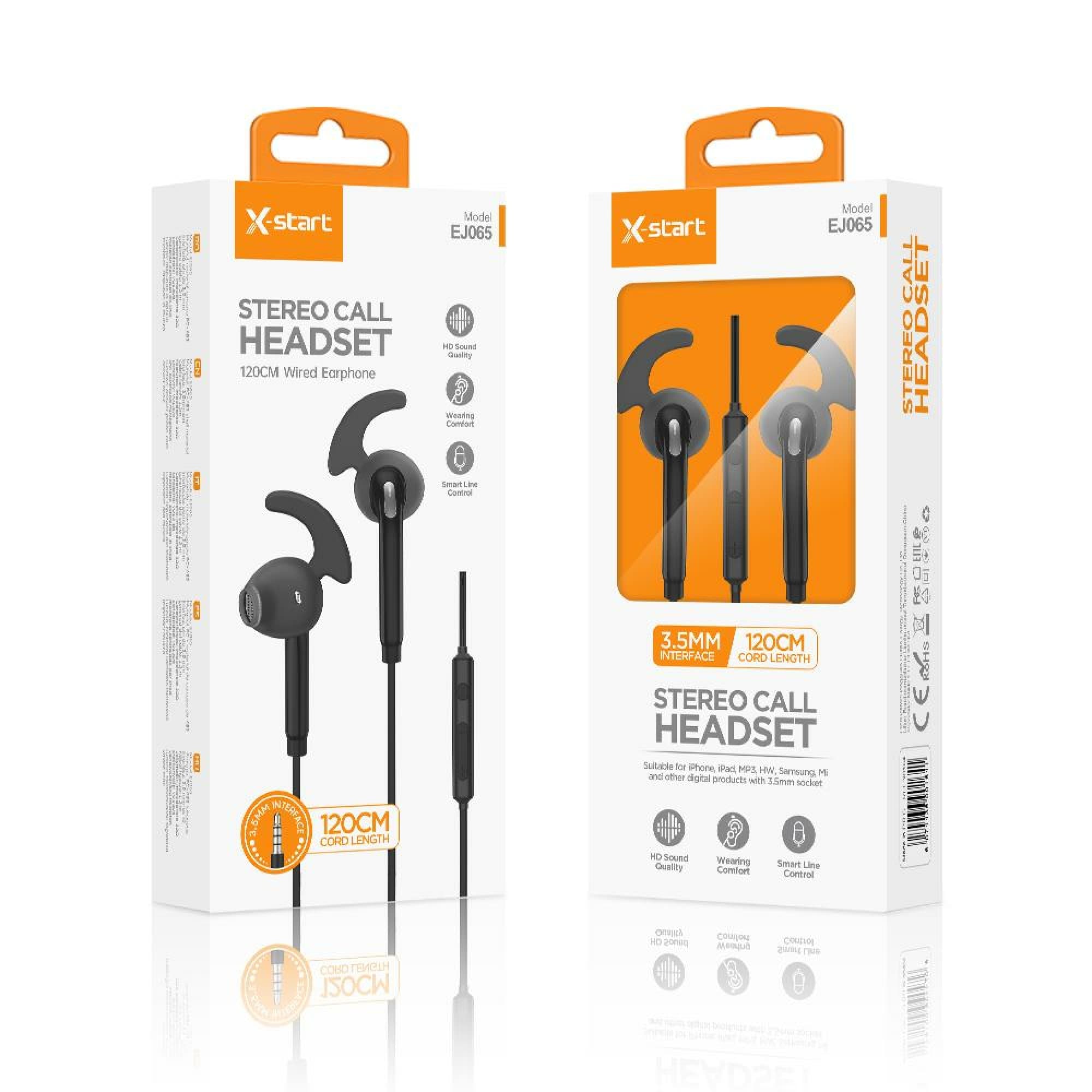 X-Start (EJ065) - Casti cu Fir, In Ear, 3.5mm, 1.2m, Mic &amp; Volume Key, Galaxy Series, Balck 1