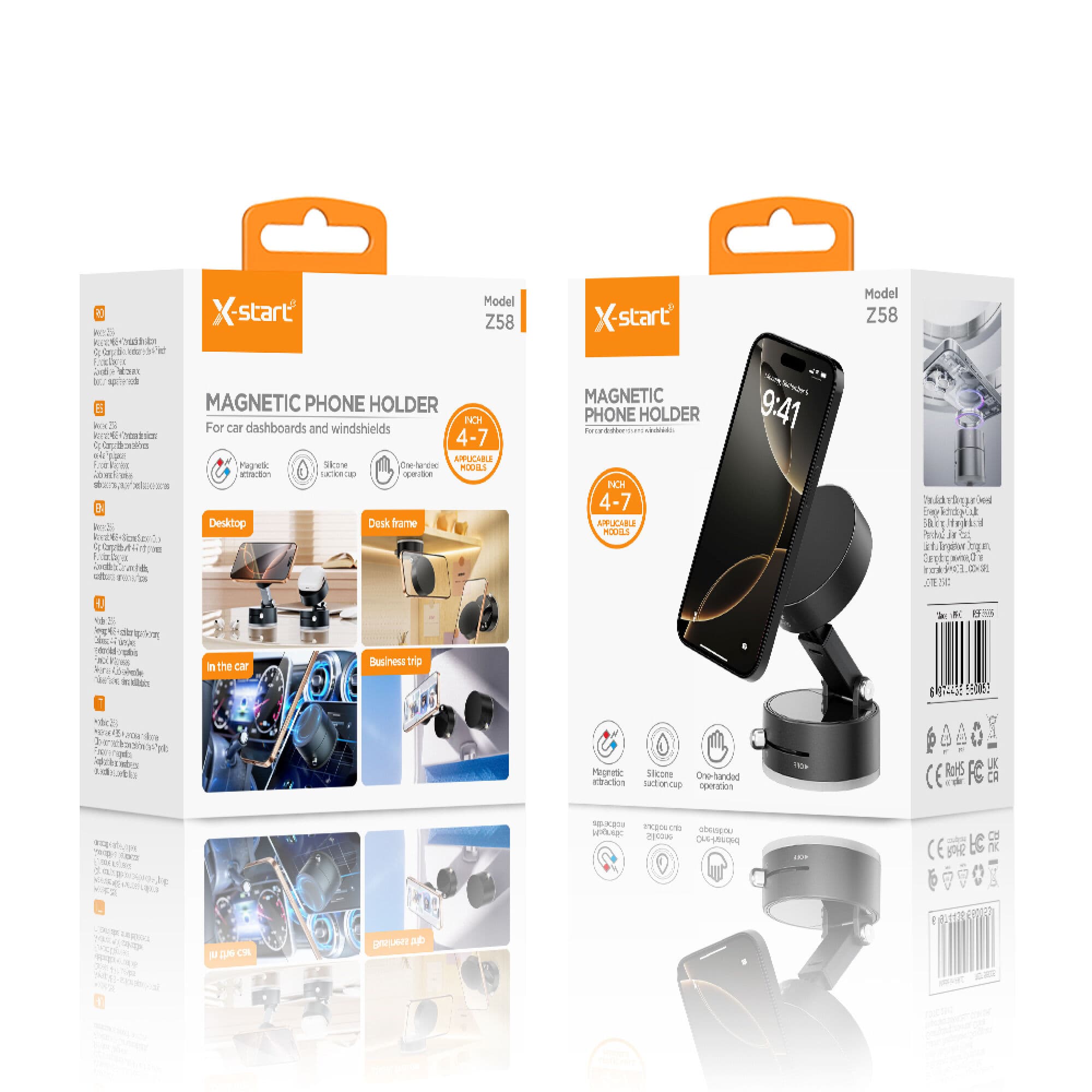 X-Start (Z58) - Suport Auto, Cleme laterale, montaj Bord, brat flexibil, Black 1