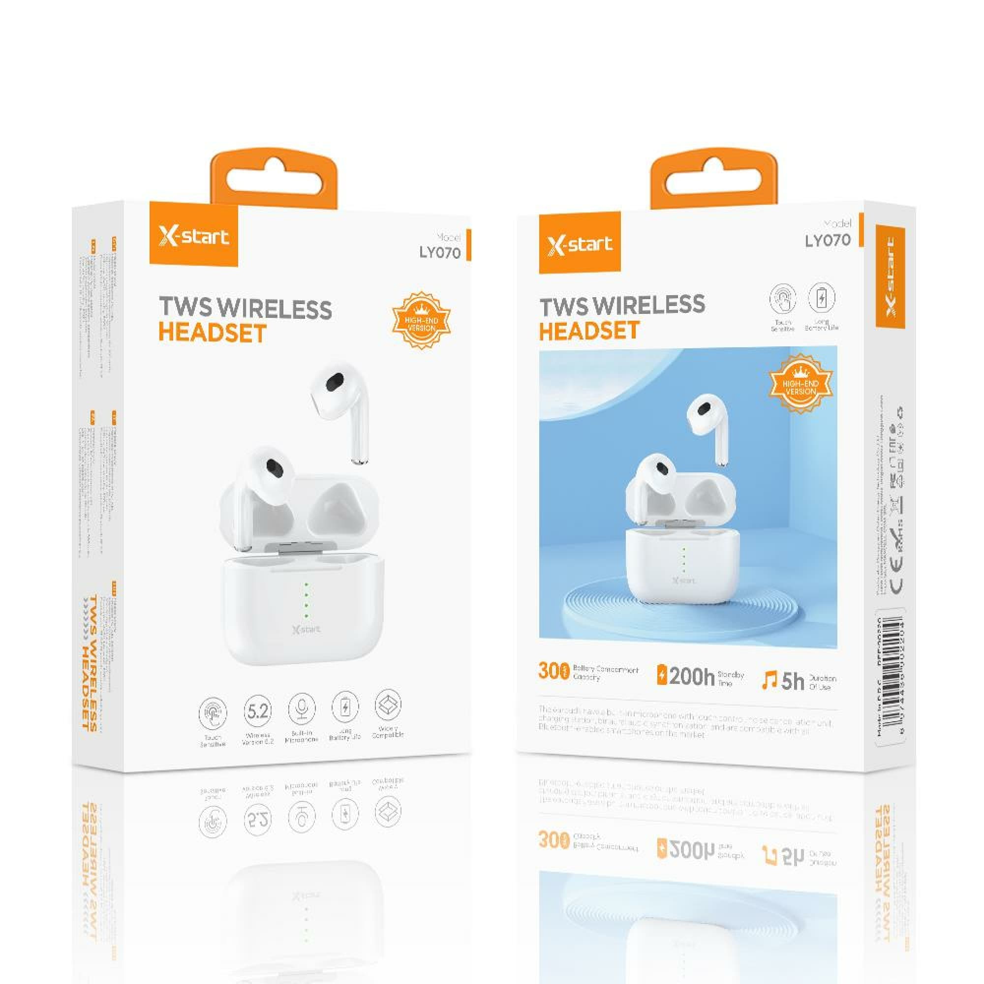X-Start ( LY-070) - Casti Wireless, In-Ear, 200h StandBy, 300mAh, White 1