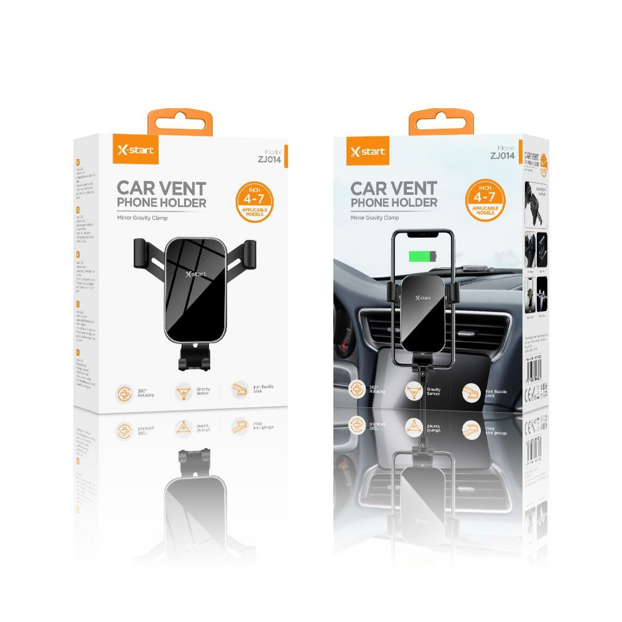 X-Start (ZJ014) - Suport Auto, montaj Ventilatie, 360°, Cleme, Gravity Lock, Black 1