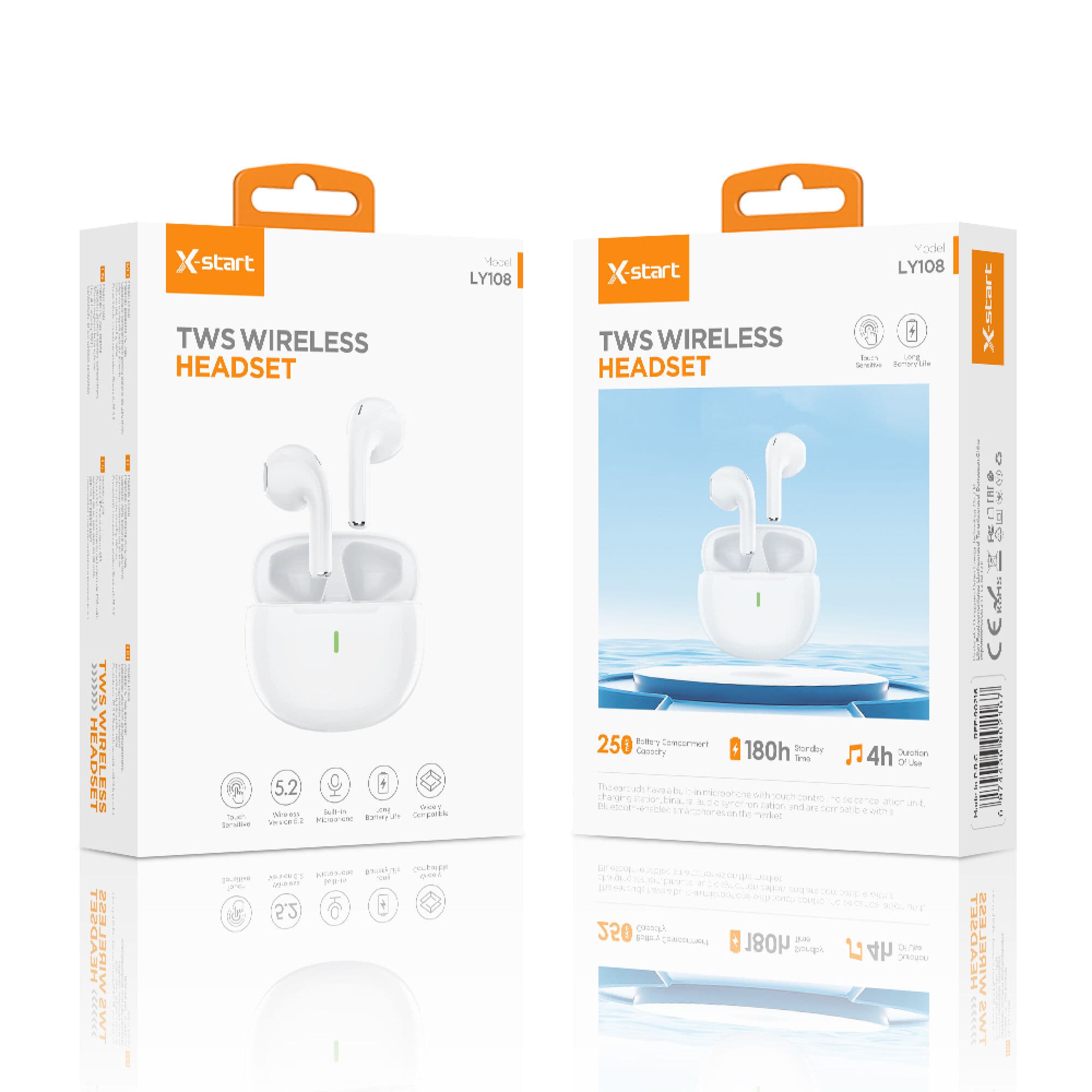 X-Start (LY-108) - Casti Wireless, In-Ear, 180h StandBy, 250mAh, White 1