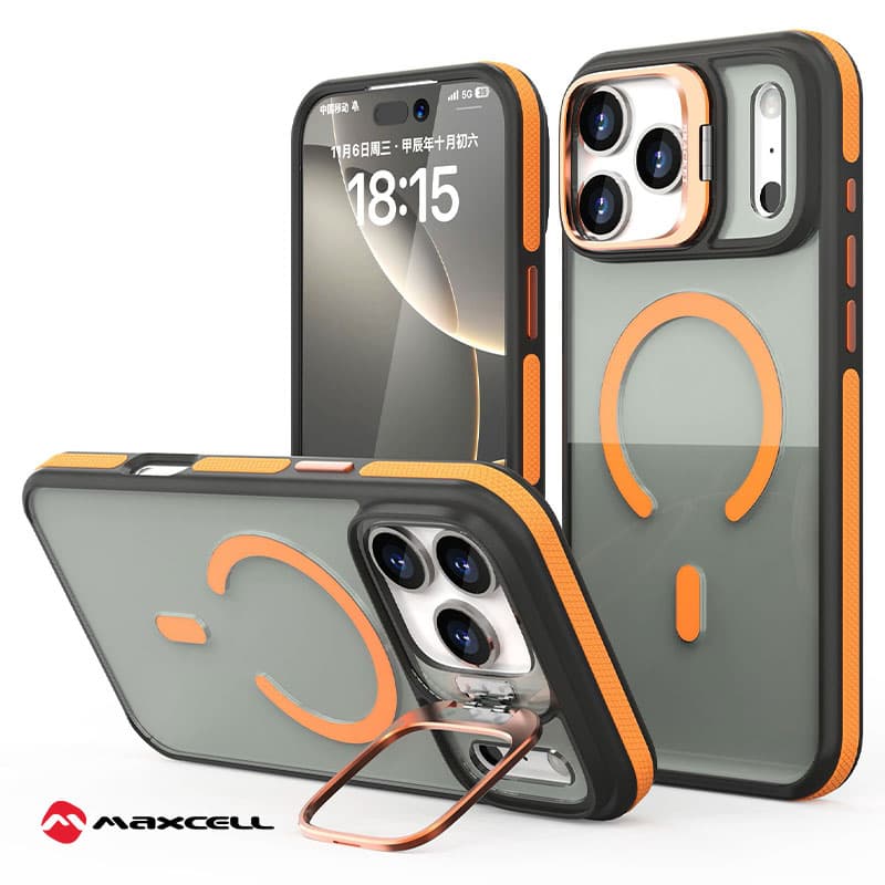 Husa KickStand » iPhone 17 Air, Heavy Grip hone, MagCase, CamBracket,Orange Color 1