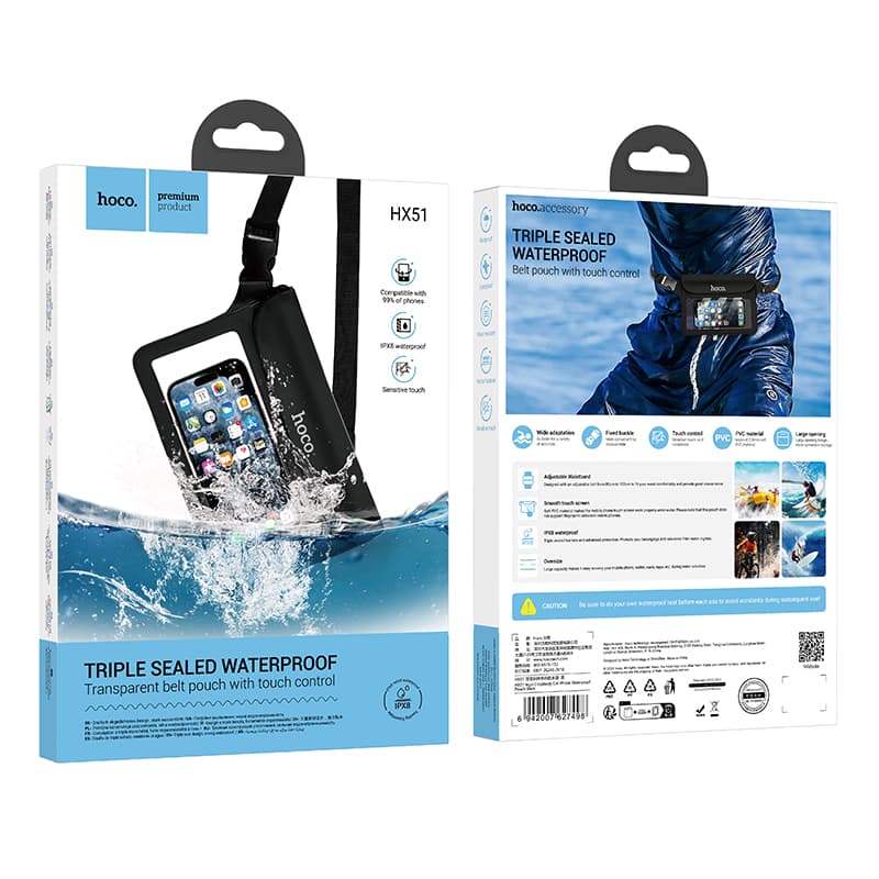 Hoco (HX51) - Husa telefon, Subacvatica, WaterProof IPX8, Universal, Black 1