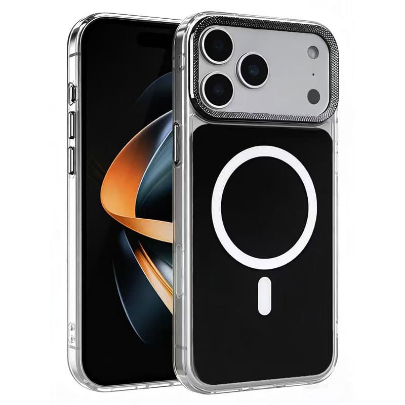 Husa MagShield » iPhone 17 Pro Max, Magnetica, Butoane metalice, Clear Frame, Black 1