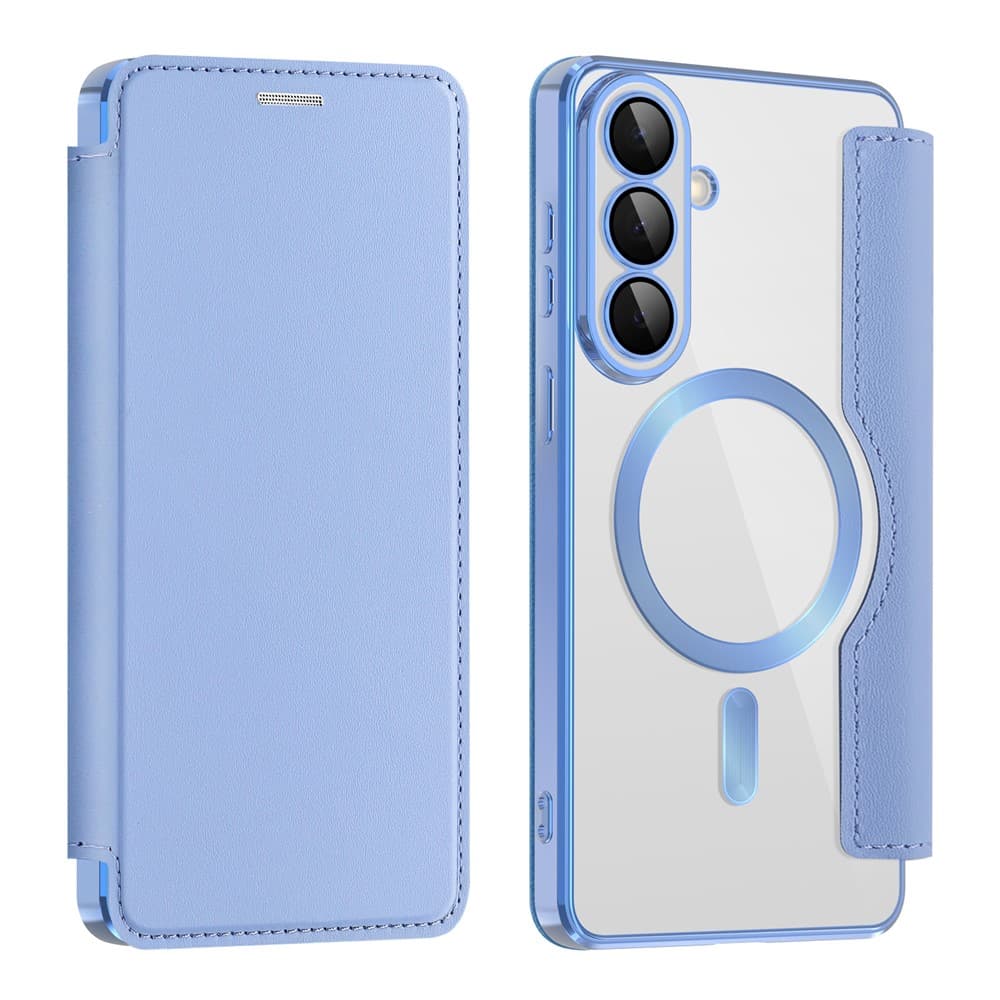 Husa MagFlip » Samsung S26 Plus, Magnet, RFID protect, Leather, Chrome Edge, Sky Blue 1