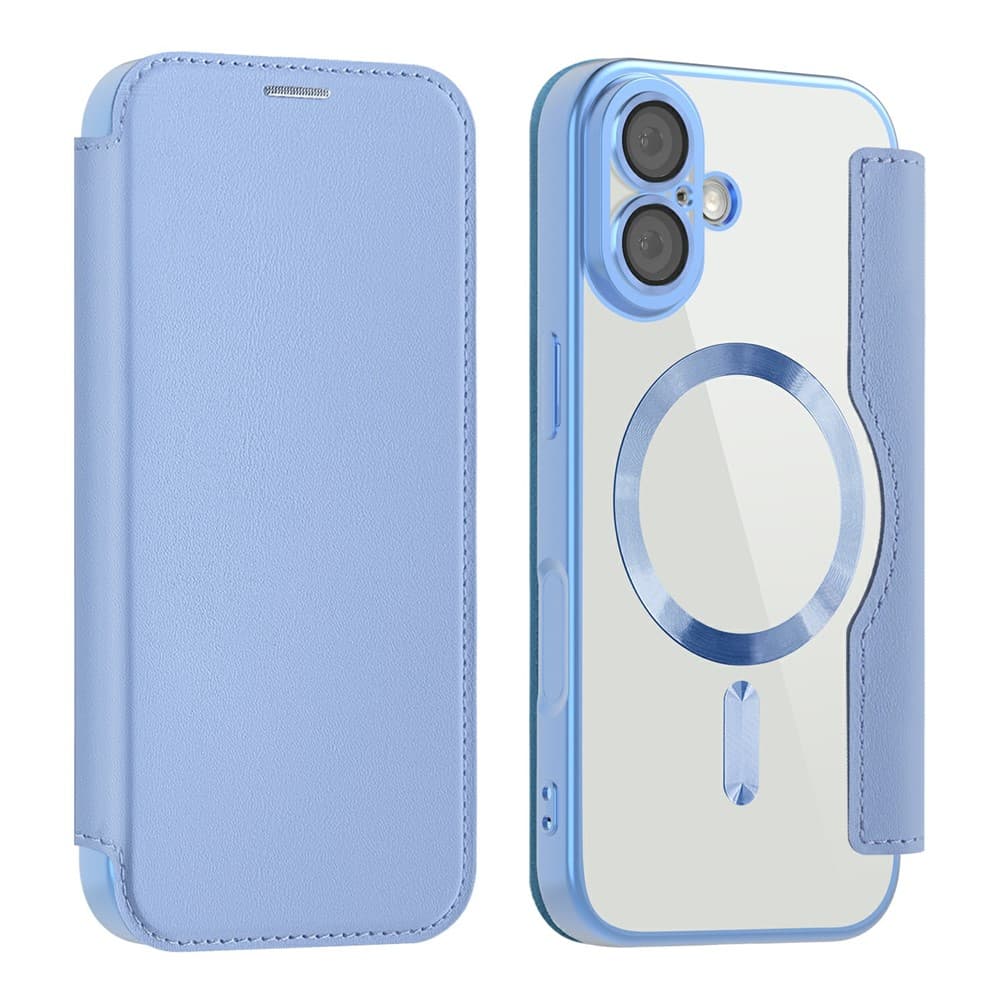 Husa MagFlip » iPhone 17, Magnet, RFID protect, Leather, Chrome Edge, Sky Blue 1