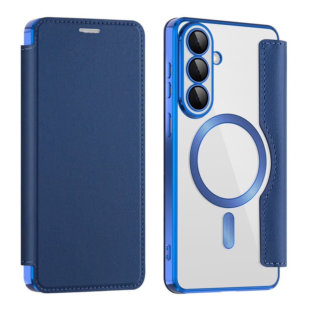 Husa MagFlip » Samsung S26 Plus, Magnet, RFID protect, Leather, Chrome Edge, Navy Blue 1