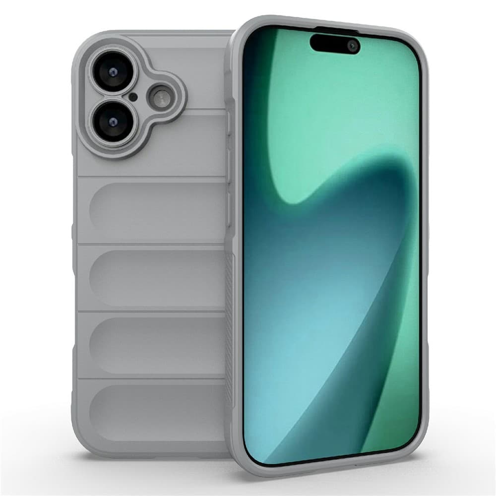Husa Wave » iPhone 17, Grip Microfiber, ShockProof, Smoke Grey