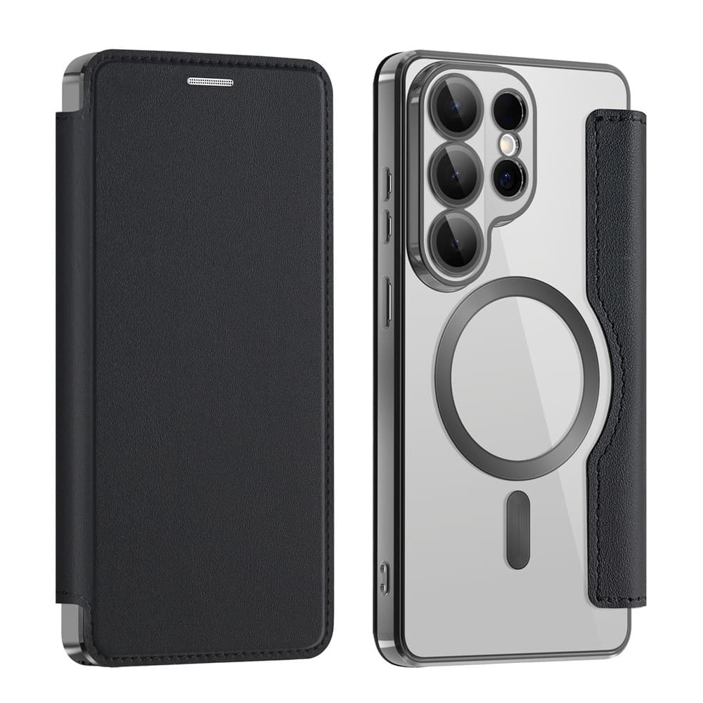 Husa MagFlip » Samsung S26 Ultra, Magnet, RFID protect, Leather, Chrome Edge, Black 1