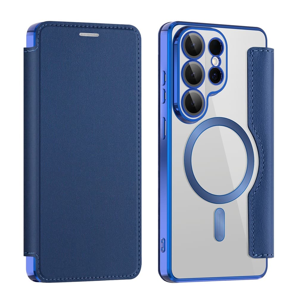 Husa MagFlip » Samsung S26 Ultra, Magnet, RFID protect, Leather, Chrome Edge, Navy Blue 1