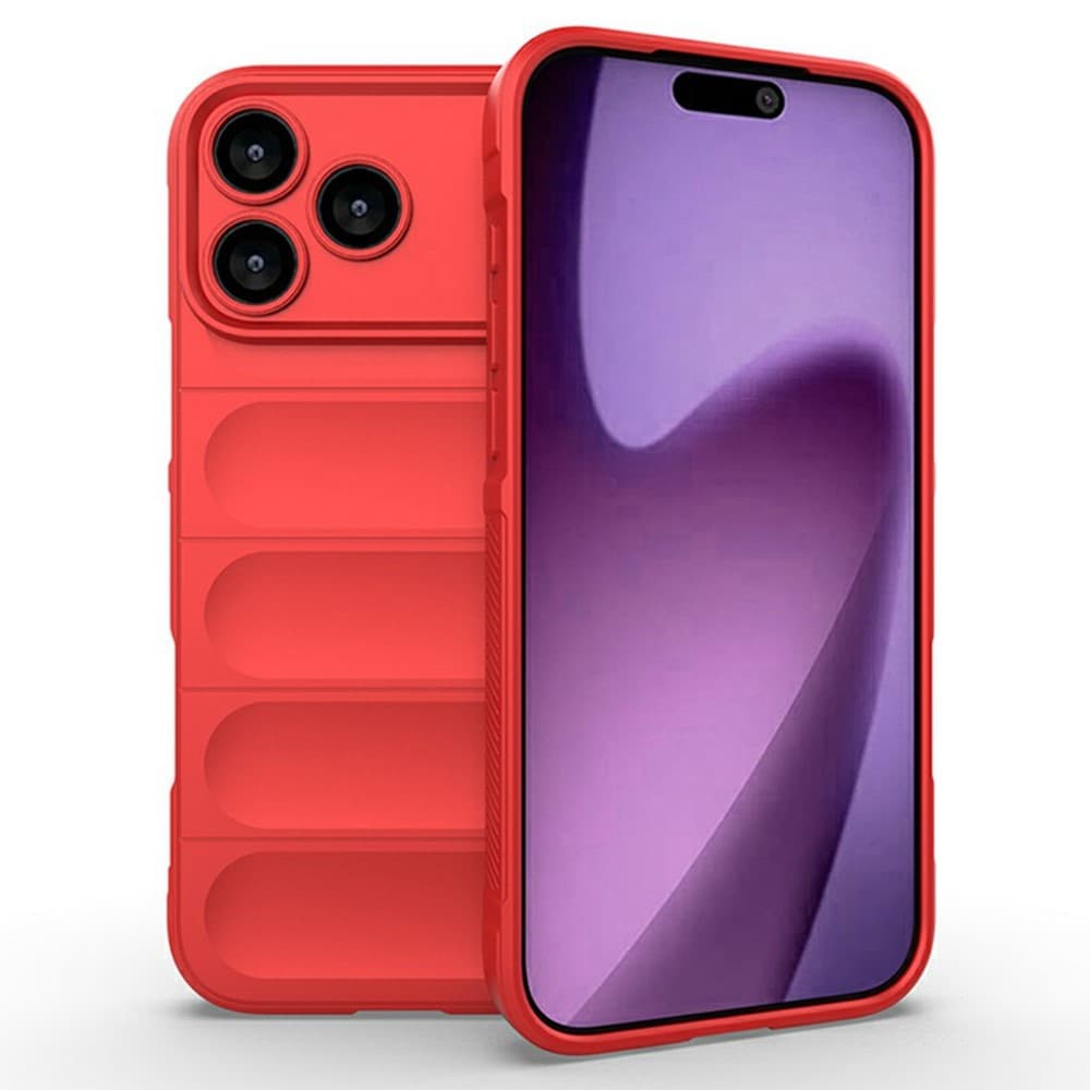 Husa Wave » iPhone 17 Pro, Grip Microfiber, ShockProof, Pure Red