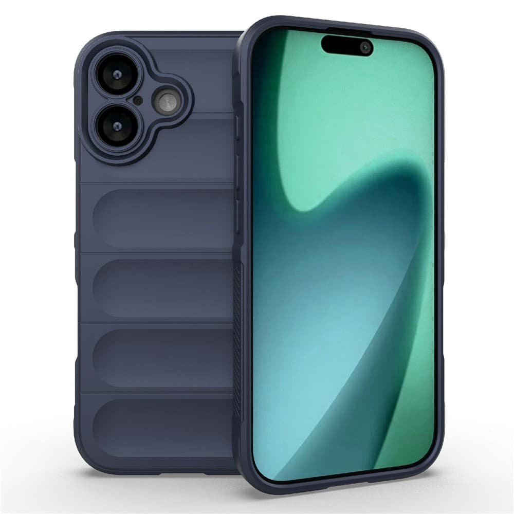 Husa Wave » iPhone 17, Grip Microfiber, ShockProof, Navy Blue