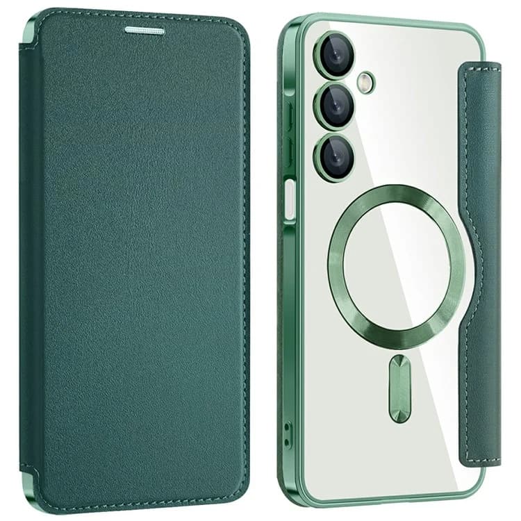 Husa MagFlip » Samsung A37, Magnet, RFID protect, Leather, Chrome Edge, Green 1