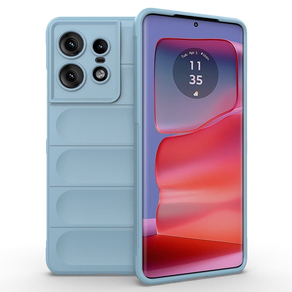 Husa Motorola Edge 50 Neo, Wave Silicone, protectie camera, catifea in interior, baby blue