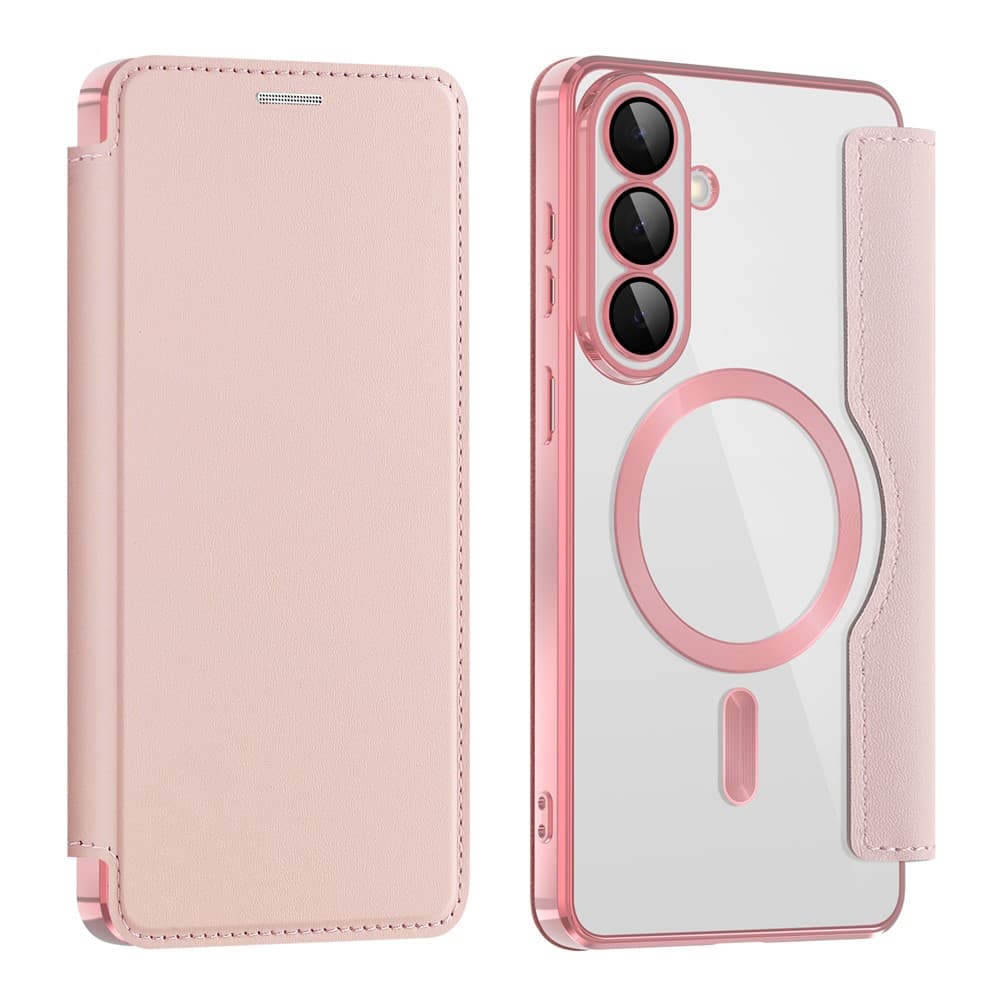 Husa MagFlip » Samsung S26, Magnet, RFID protect, Leather, Chrome Edge, Pink 1