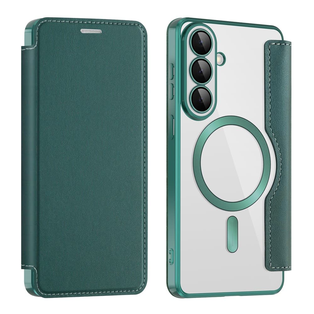 Husa MagFlip » Samsung S26, Magnet, RFID protect, Leather, Chrome Edge, Green 1
