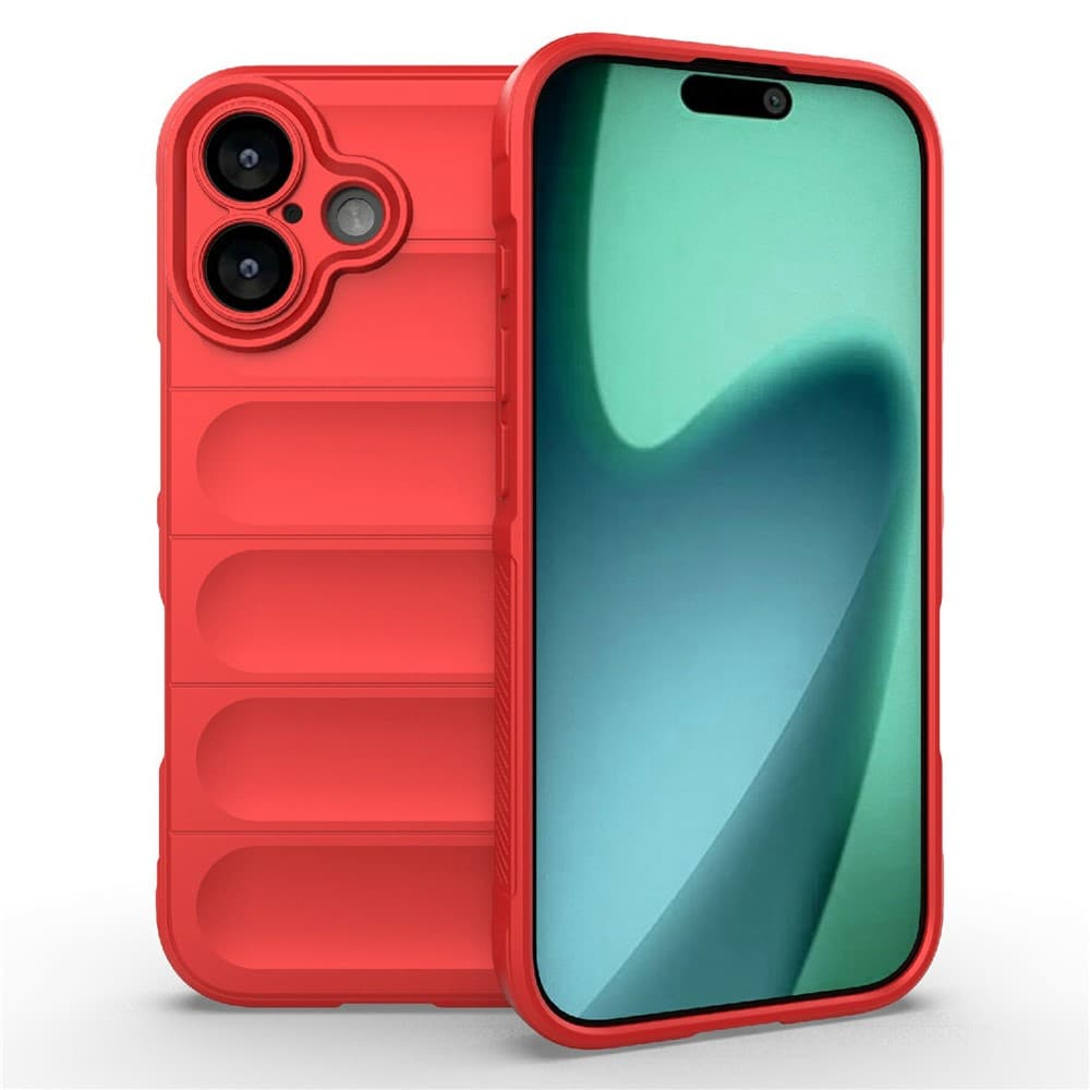Husa Wave » iPhone 17, Grip Microfiber, ShockProof, Pure Red