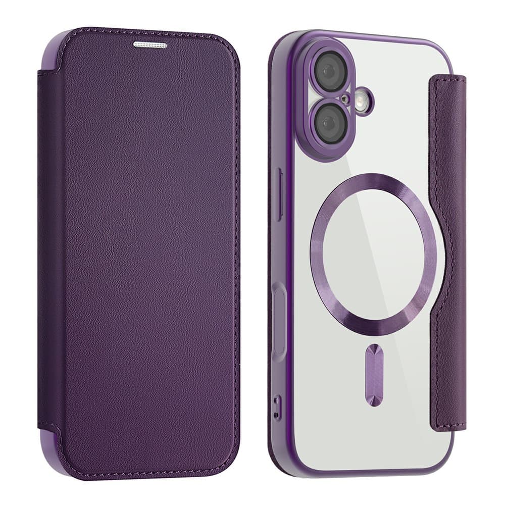 Husa MagFlip » iPhone 17, Magnet, RFID protect, Leather, Chrome Edge, Purple 1
