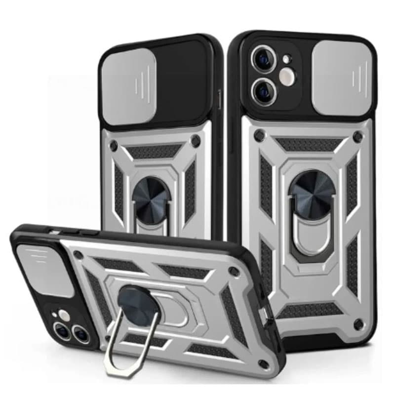 Husa Armor » Samsung A55, CamSlide, Ring Stand, Silver