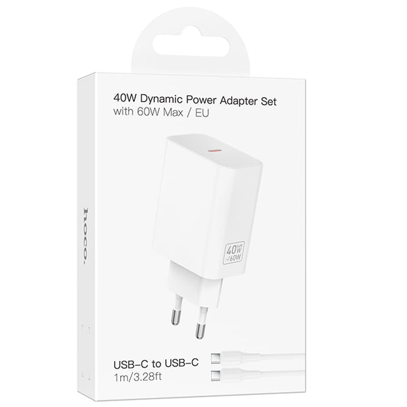 Hoco (C162A) - Incarcator Retea + Cablu USB-C, 40W, 1xUSB-C, QC 3.0, White 1