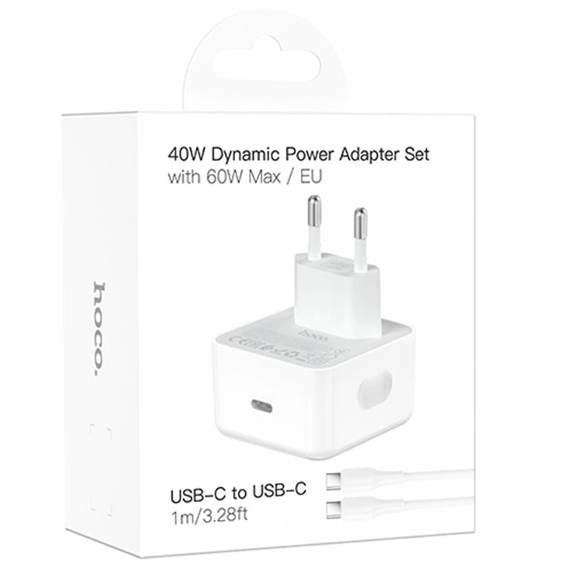 Hoco (C161A) - Incarcator Retea + Cablu USB-C, 40W, 1xUSB-C, QC 3.0, White 1