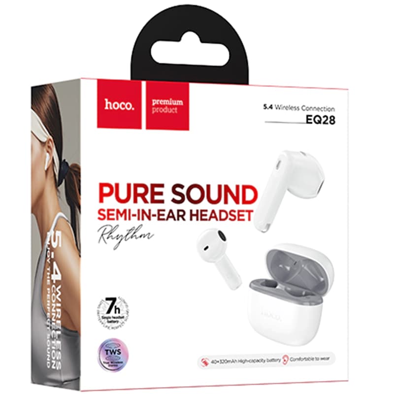 Hoco (EQ28) - Casti Wireless, Ear Buds, BT 5.3, 180h StandBy, 320mAh, , Glaze, White Star 1