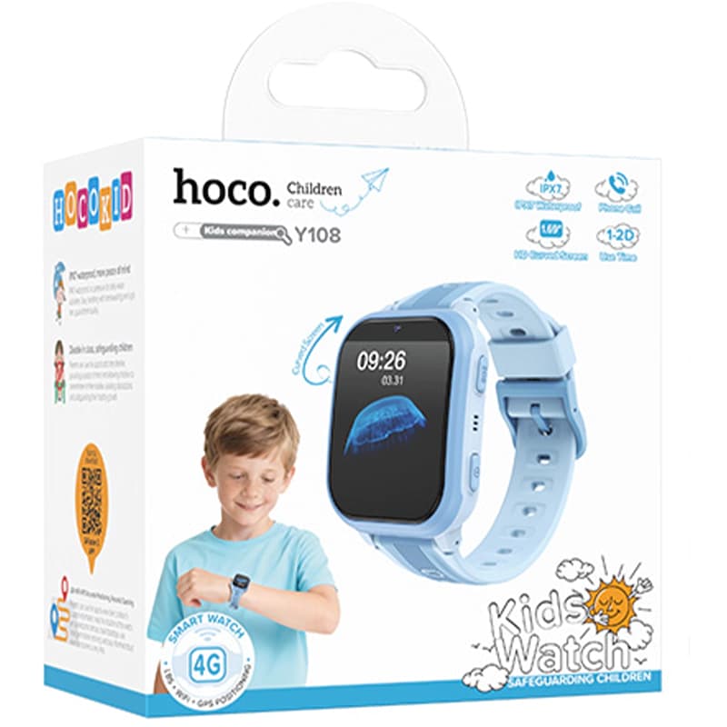 Hoco (Y108 4G) - Ceas SmartWatch, pentru copii, BT 5.0, Multifunction + telefon, NanoSIM, Blue 1