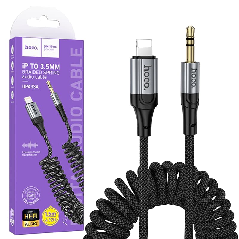 Hoco (UPA30) - Cablu Audio, Lightning la Jack 3.5mm (M), 1m, Black 1